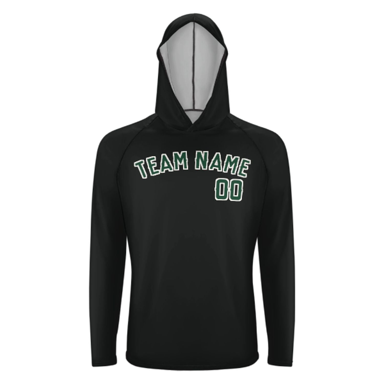 Maßgeschneidertes Schwarz Moosgrün UV-Hoodie