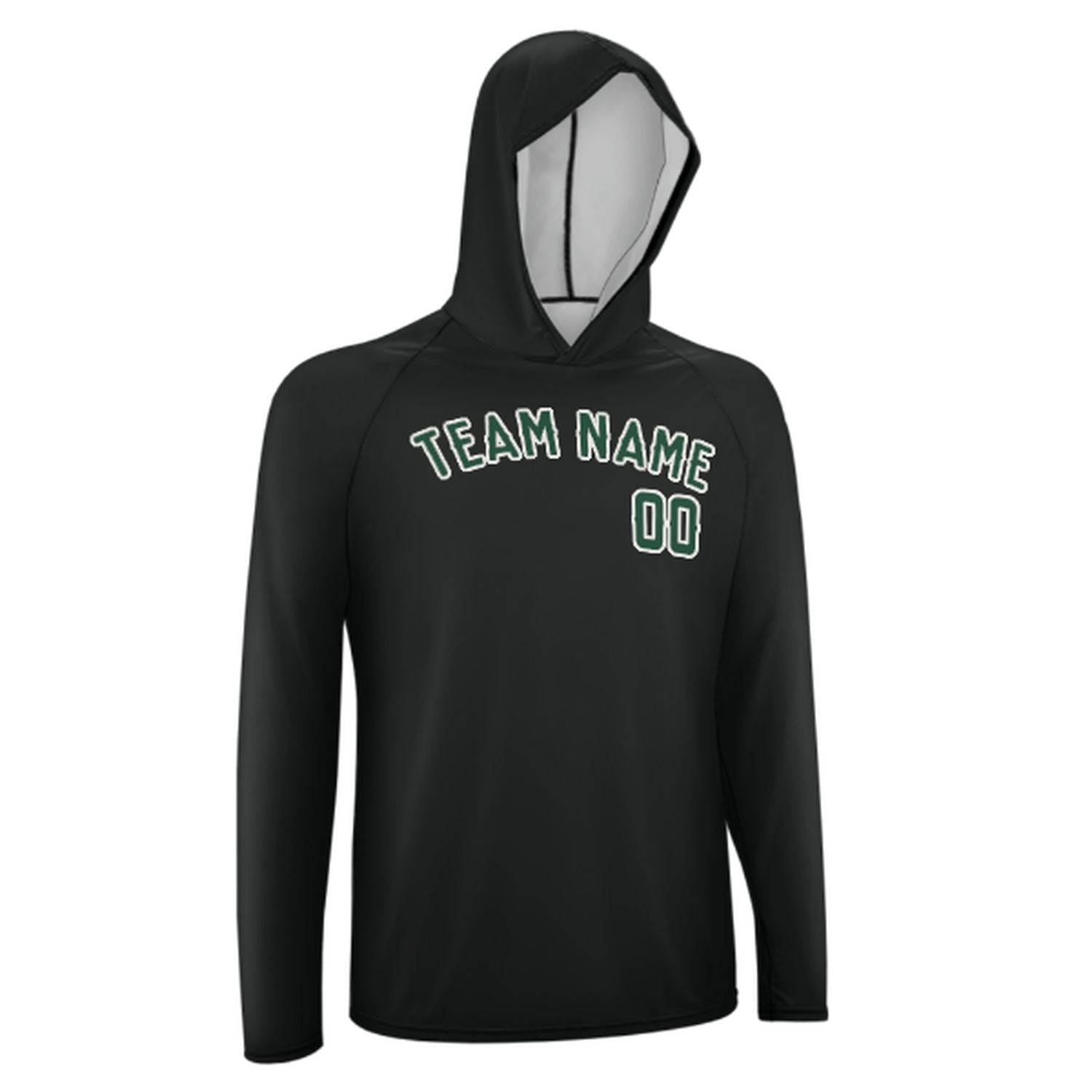 Maßgeschneidertes Schwarz Moosgrün UV-Hoodie