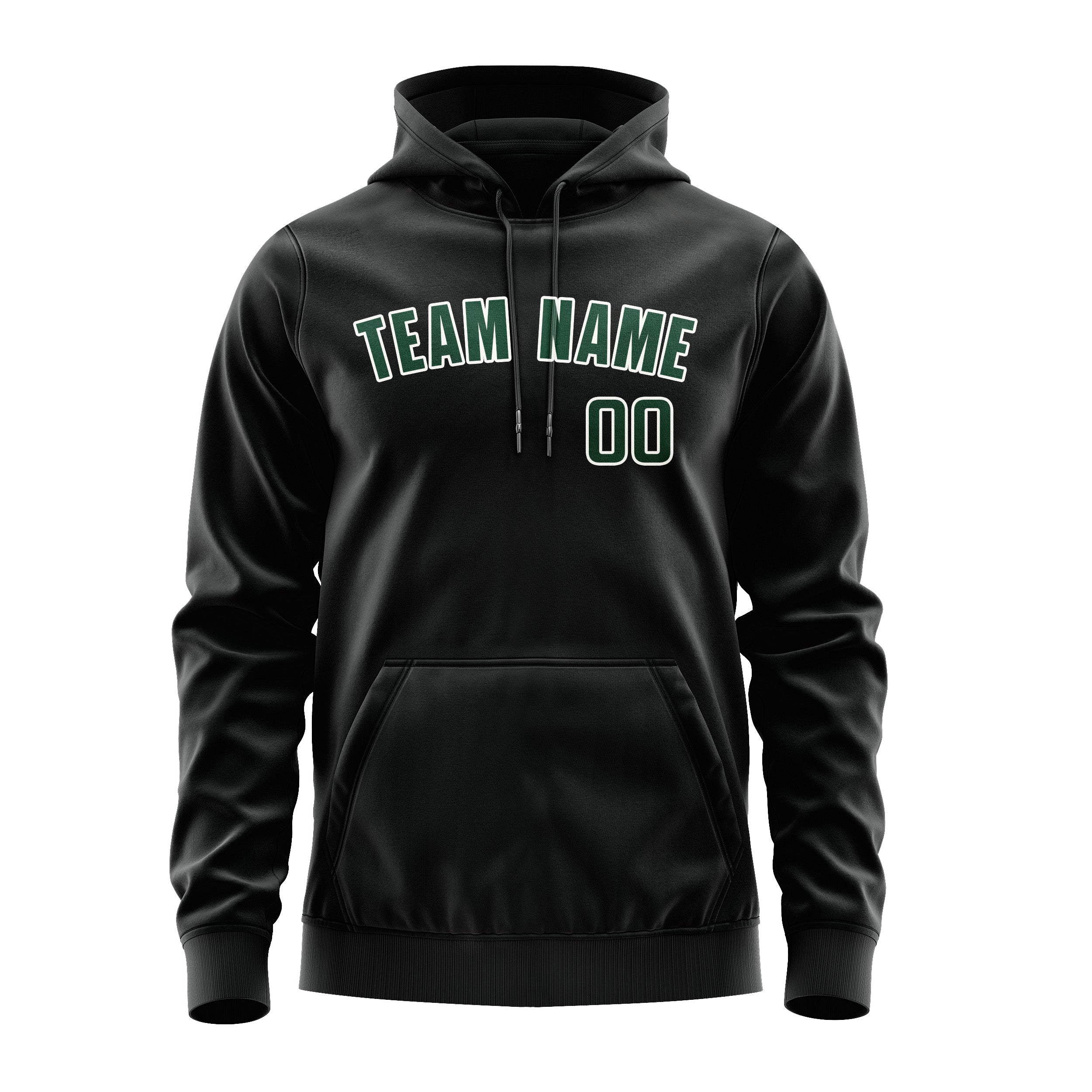 Maßgeschneidertes Schwarz Moosgrün Hoodie
