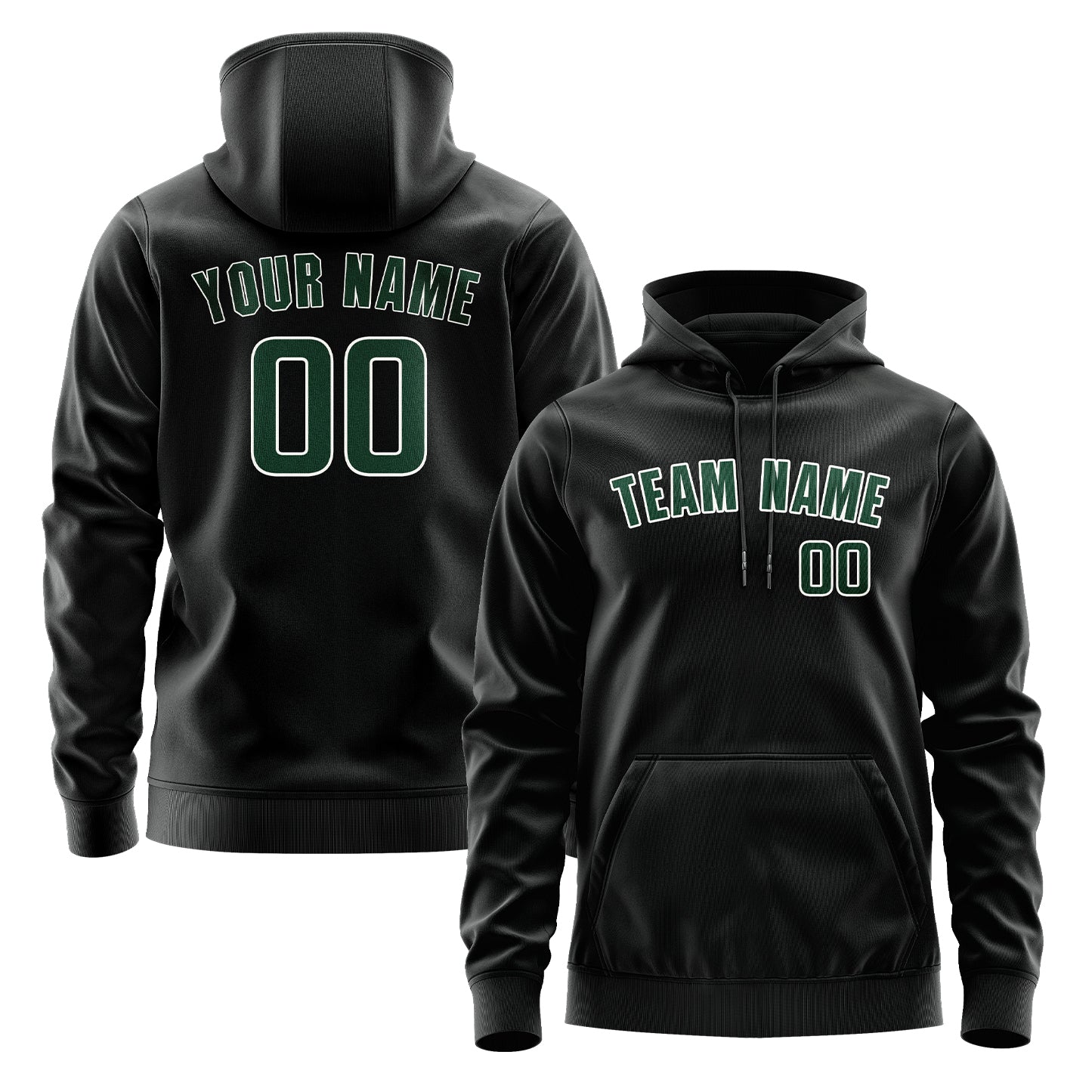 Maßgeschneidertes Schwarz Moosgrün Hoodie