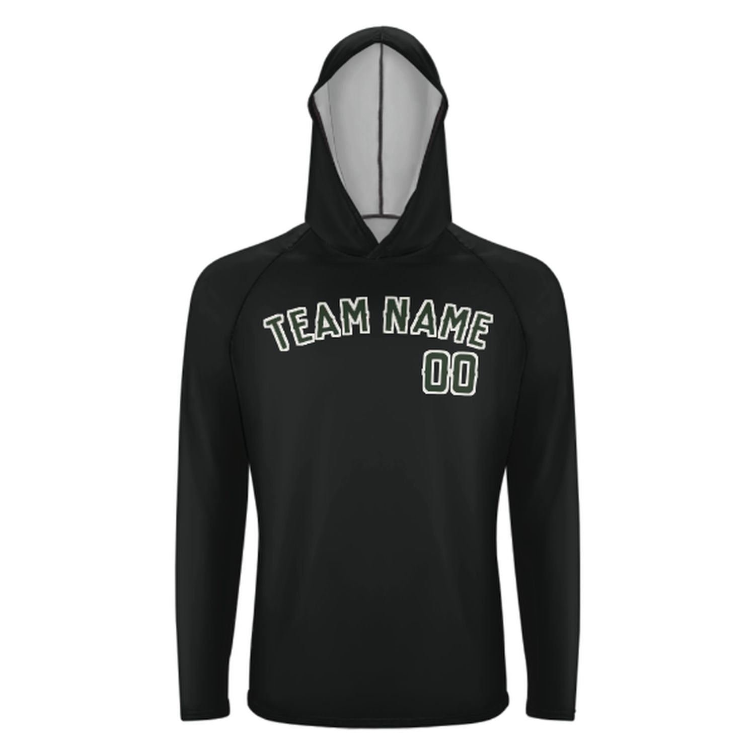 Maßgeschneidertes Schwarz Tannengrün UV-Hoodie