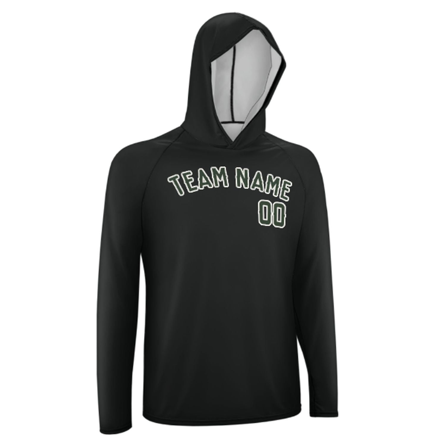 Maßgeschneidertes Schwarz Tannengrün UV-Hoodie