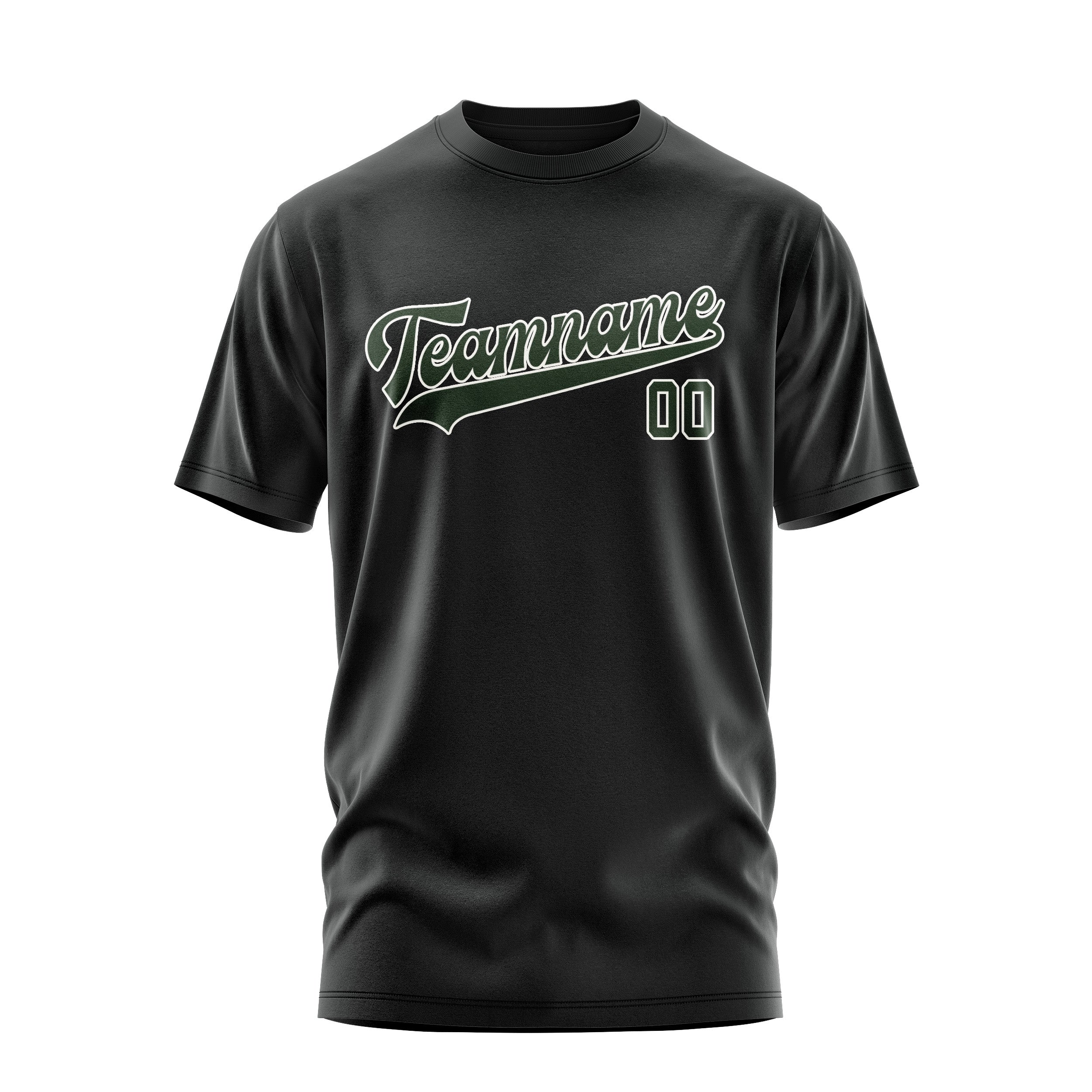 Maßgeschneidertes Schwarz Tannengrün T-Shirt