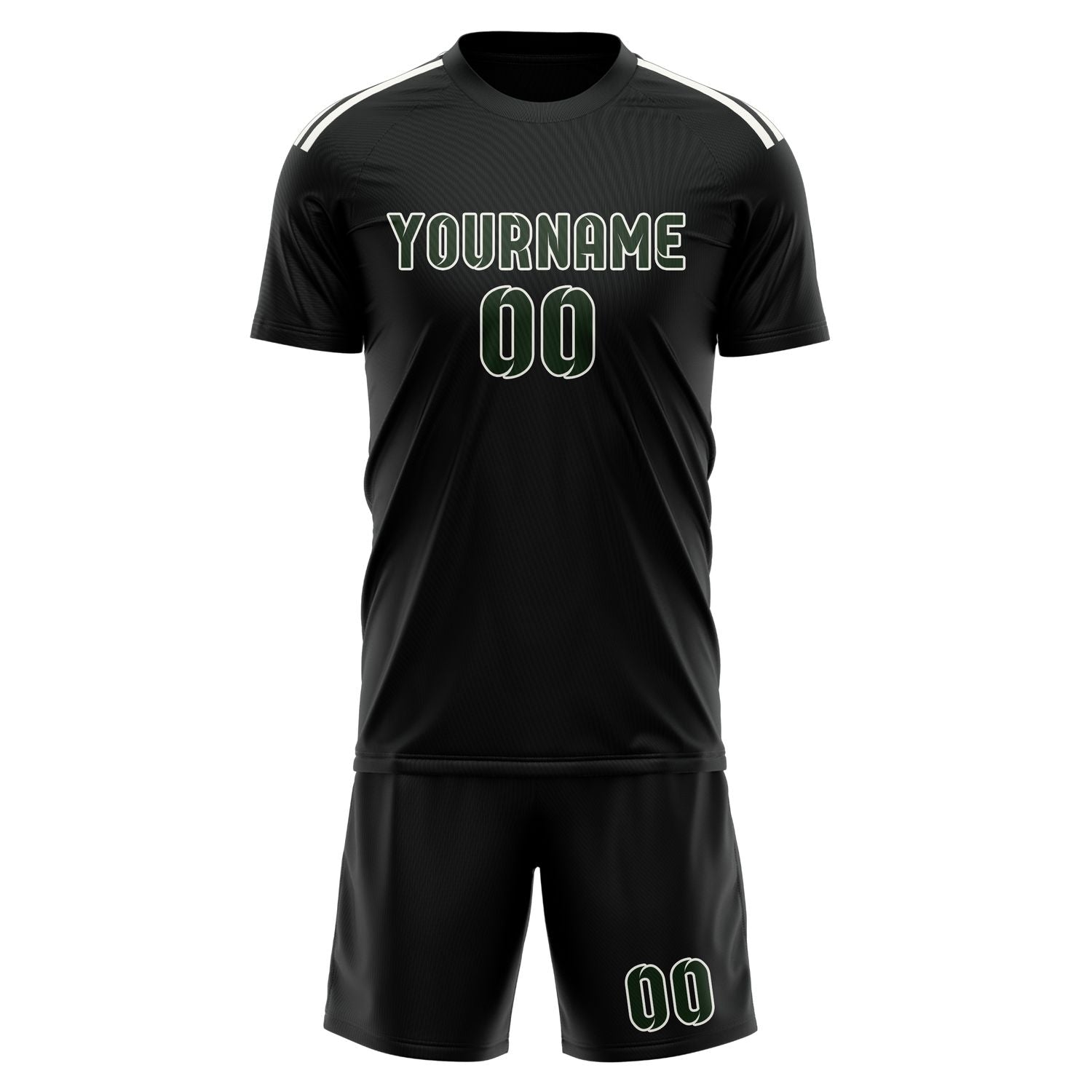 Maßgeschneidertes Professionelles Schwarz Tannengrün Fußballtrikot-Set