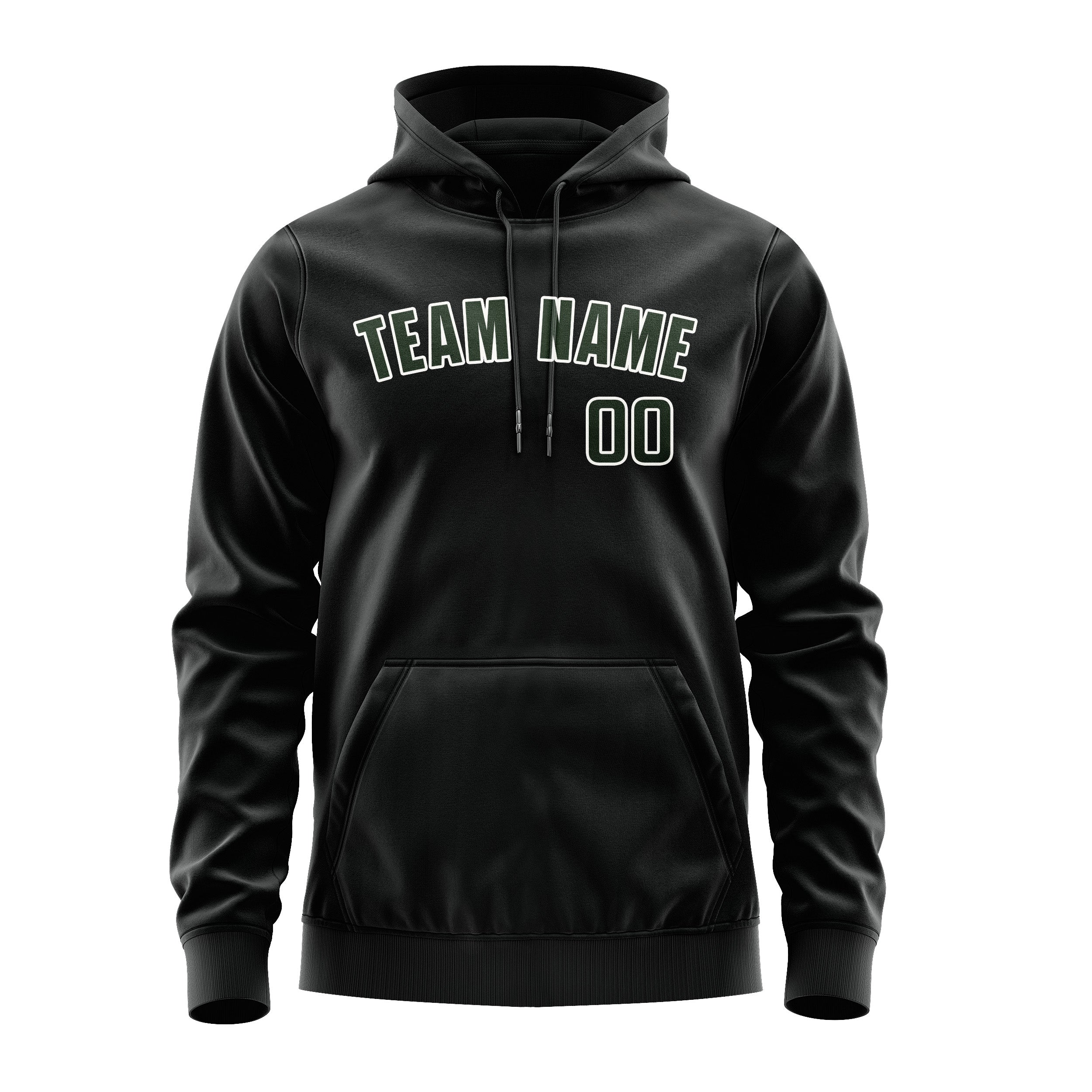 Maßgeschneidertes Schwarz Tannengrün Hoodie
