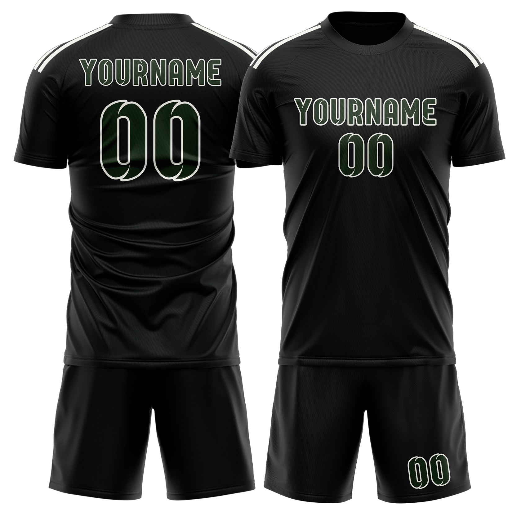 Maßgeschneidertes Professionelles Schwarz Tannengrün Fußballtrikot-Set