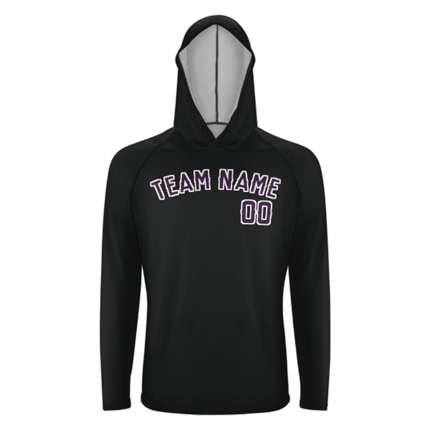 Maßgeschneidertes Schwarz Lila UV-Hoodie