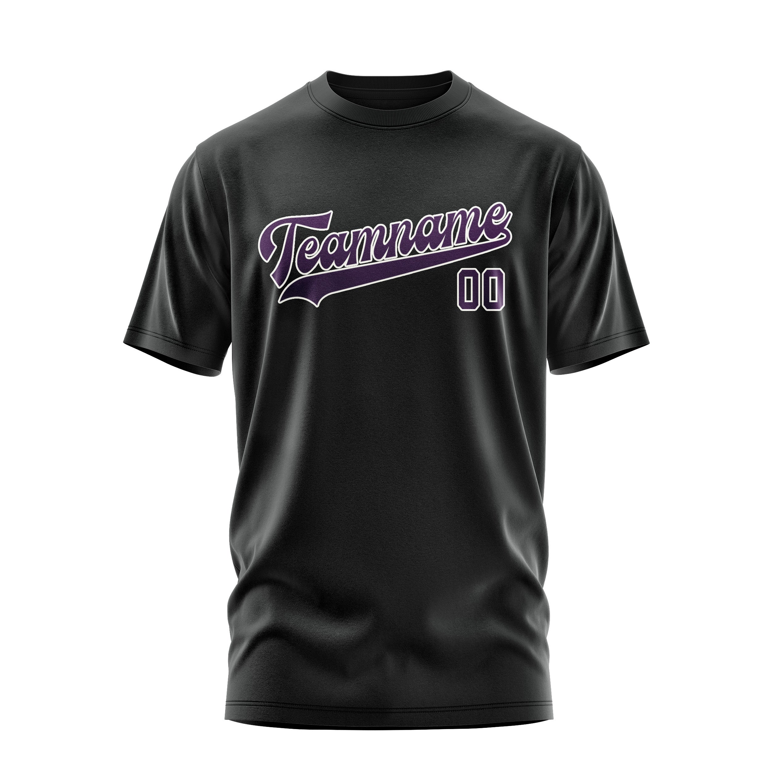Maßgeschneidertes Schwarz Lila T-Shirt