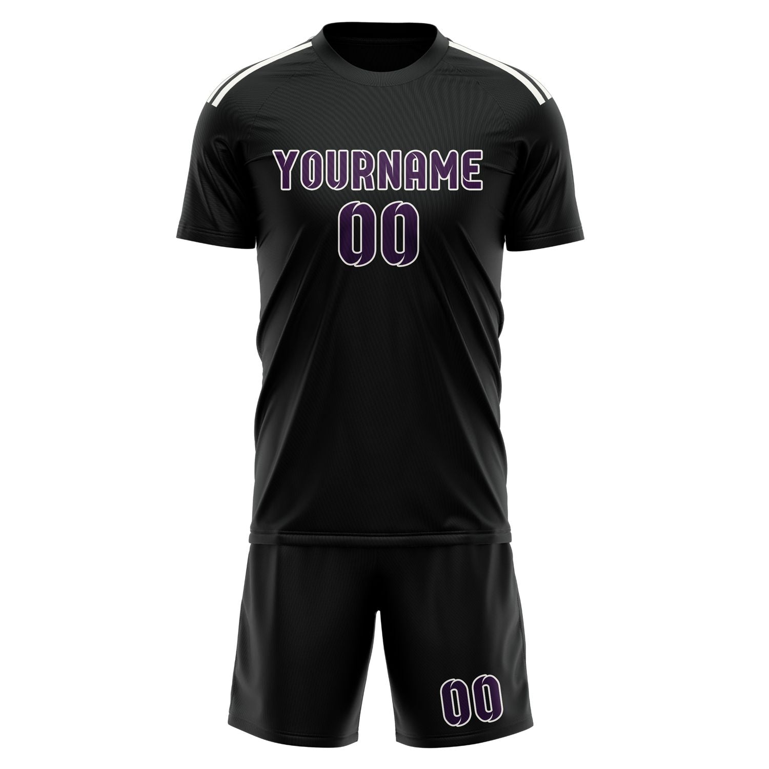 Maßgeschneidertes Professionelles Schwarz Lila Fußballtrikot-Set
