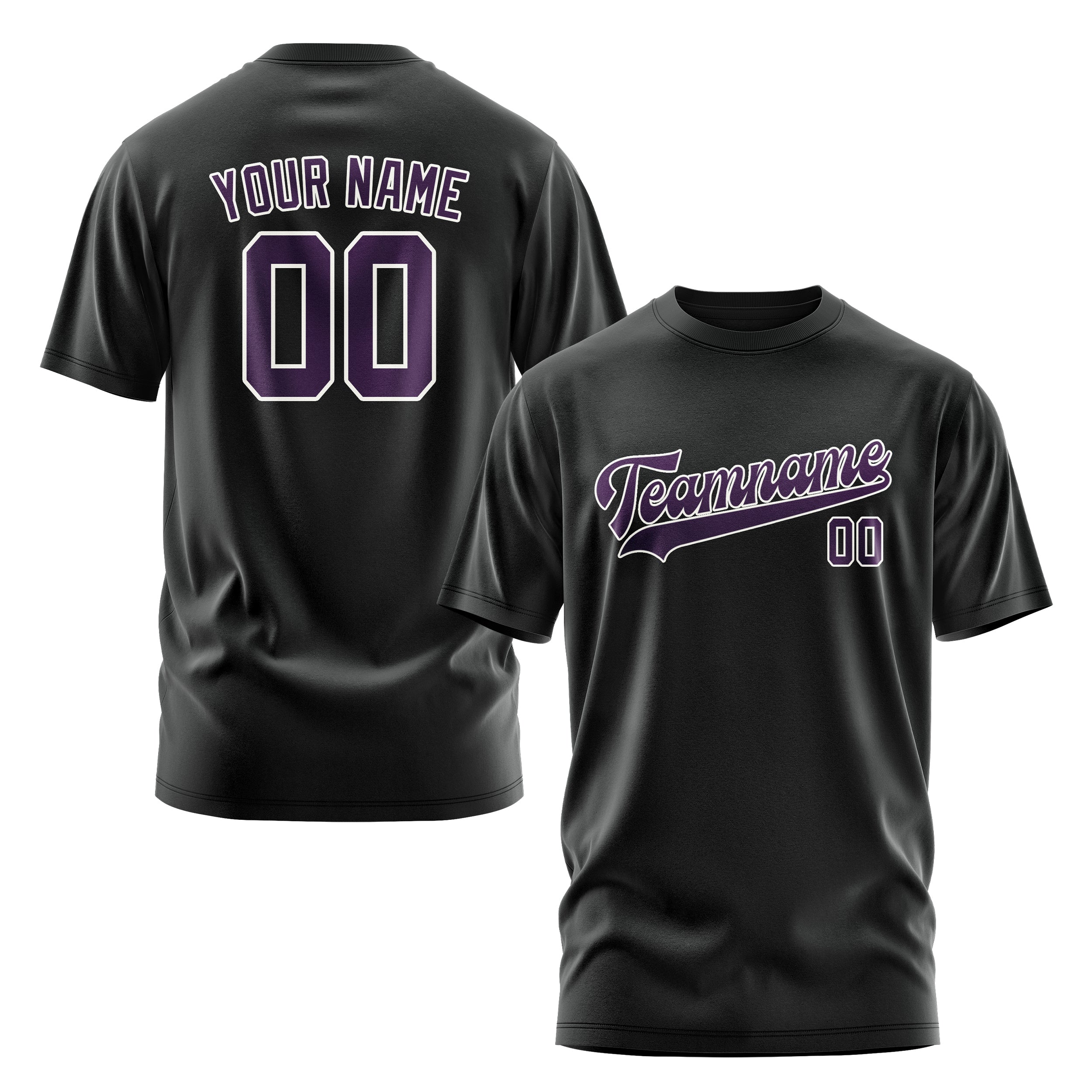 Maßgeschneidertes Schwarz Lila T-Shirt