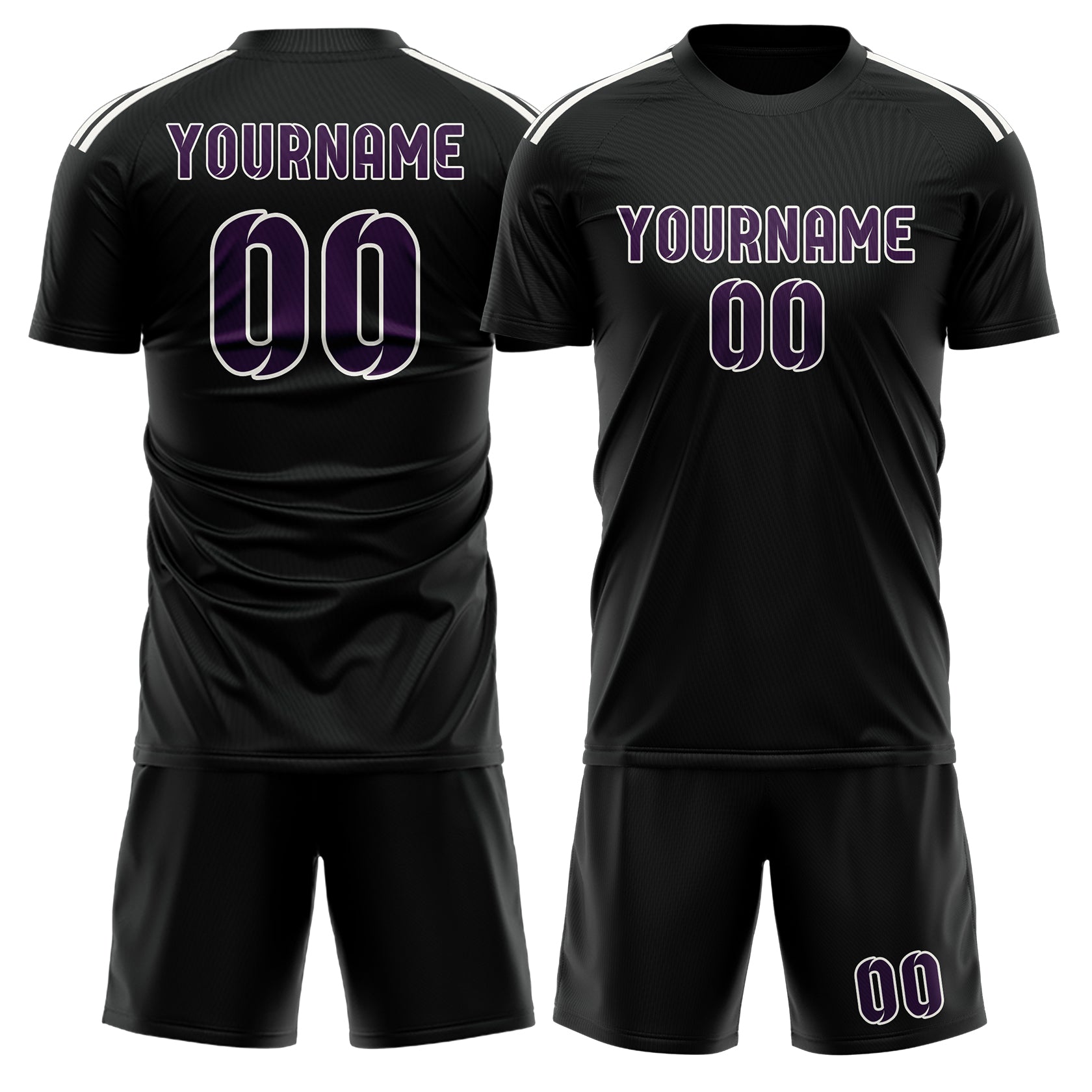 Maßgeschneidertes Professionelles Schwarz Lila Fußballtrikot-Set