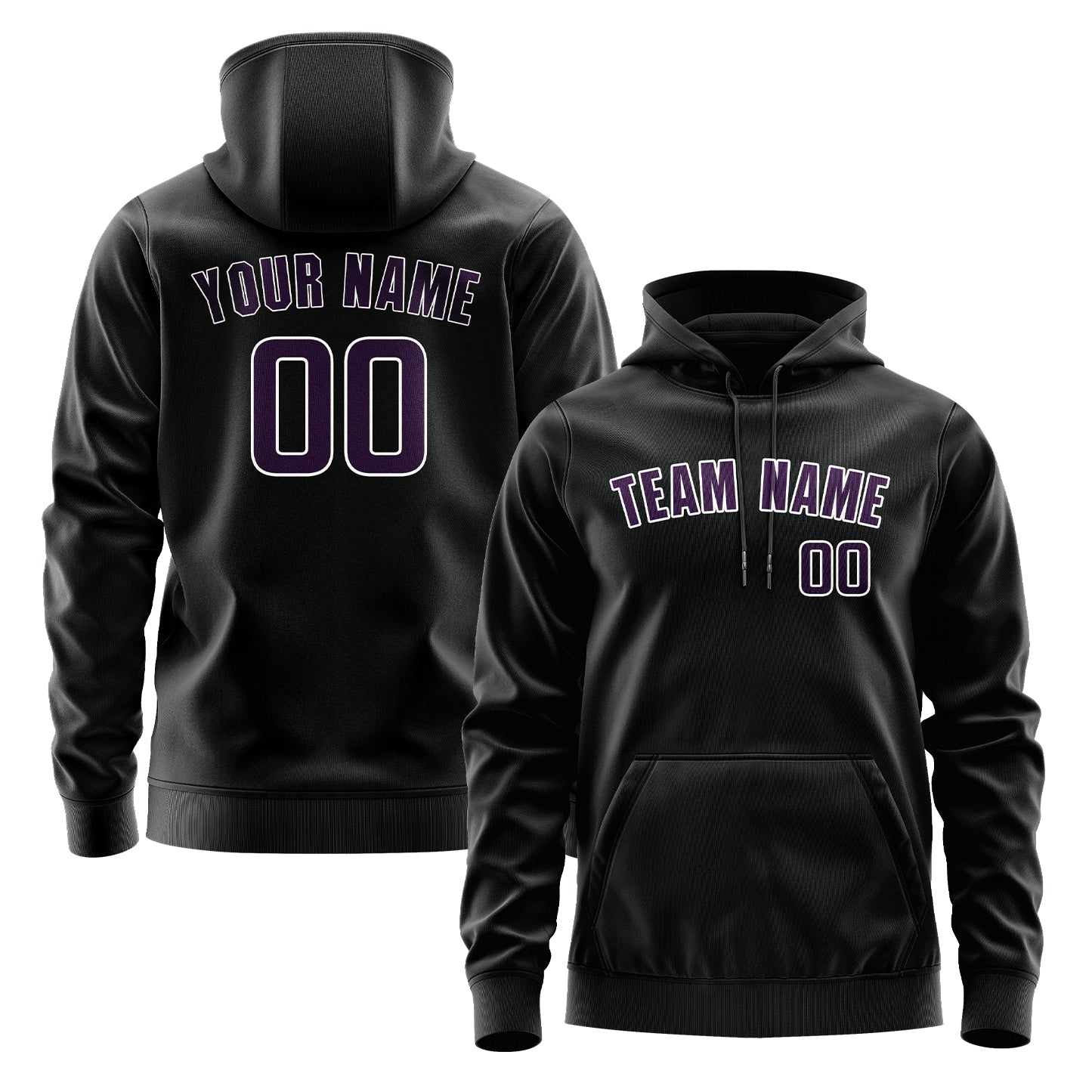 Maßgeschneidertes Schwarz Lila Hoodie