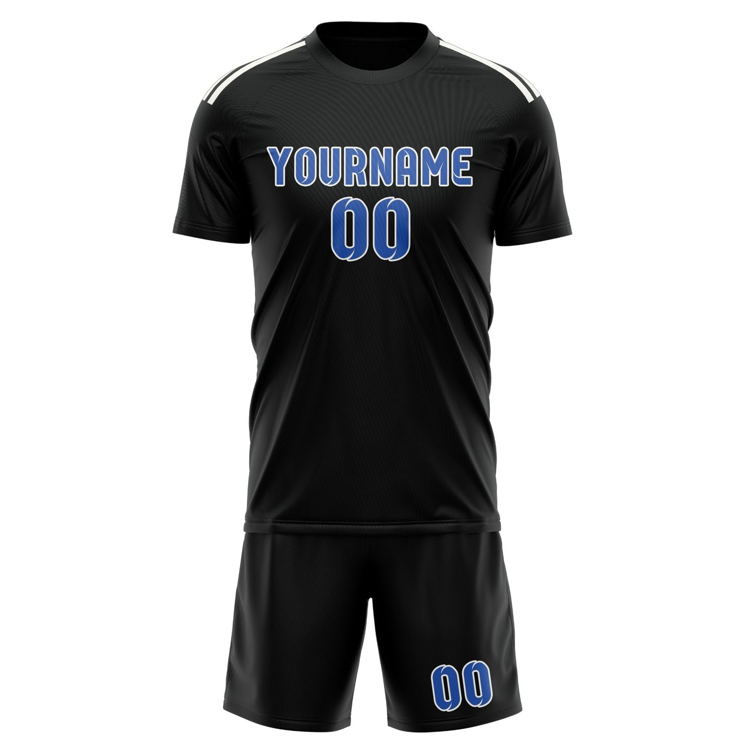 Maßgeschneidertes Professionelles Schwarz Himmelblau Fußballtrikot-Set