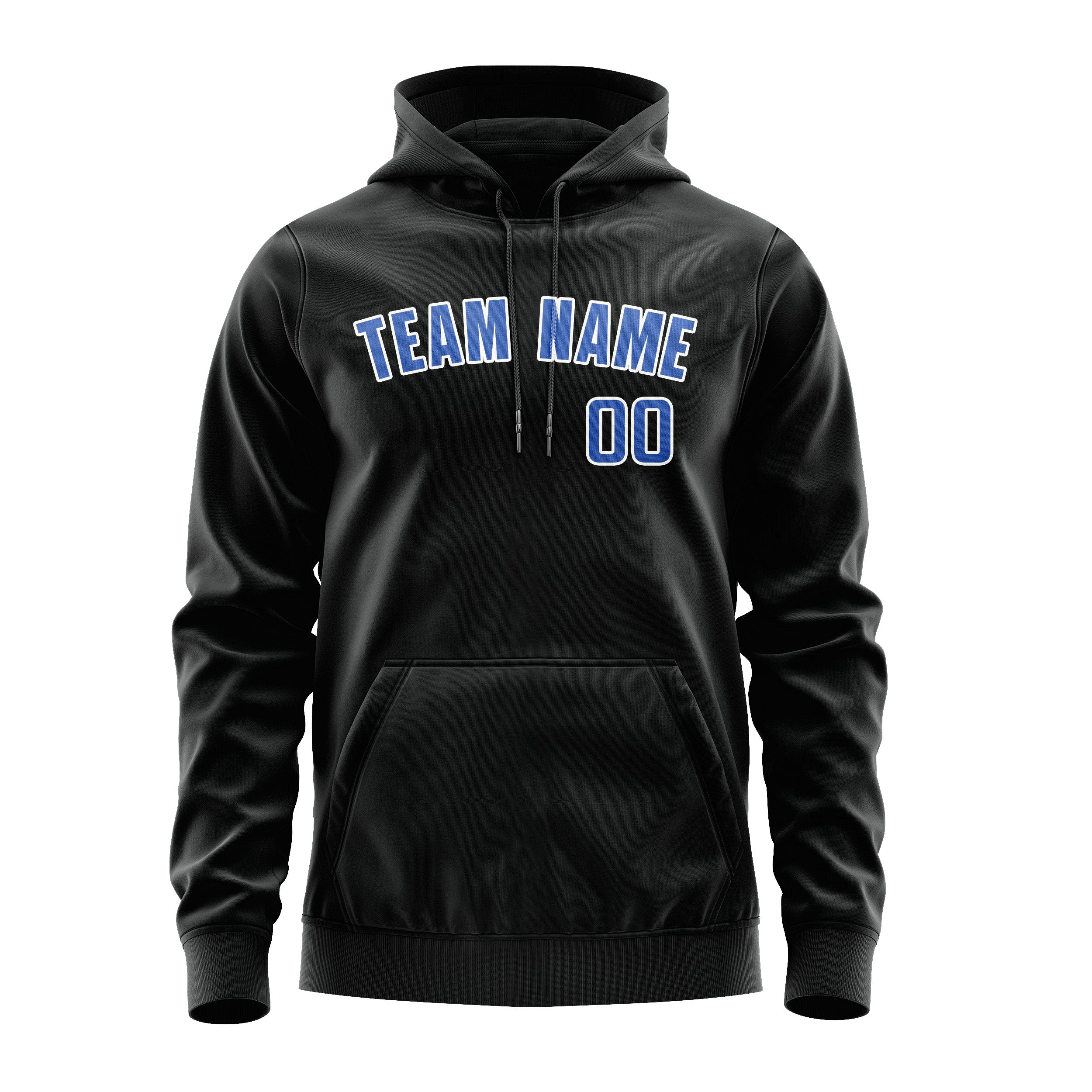 Maßgeschneidertes Schwarz Himmelblau Hoodie