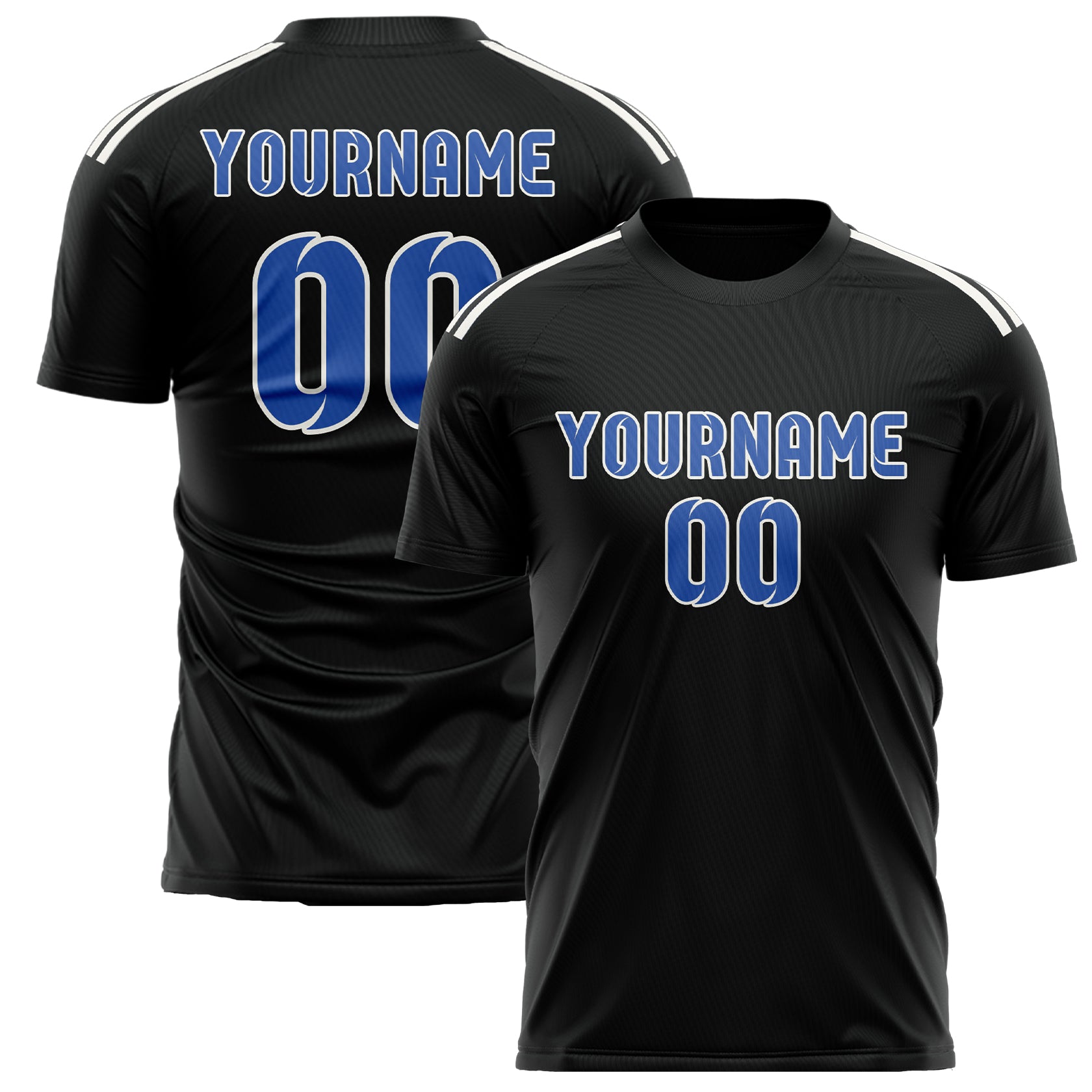 Benutzerdefiniertes Professionelles Schwarz Himmelblau Fußballtrikot