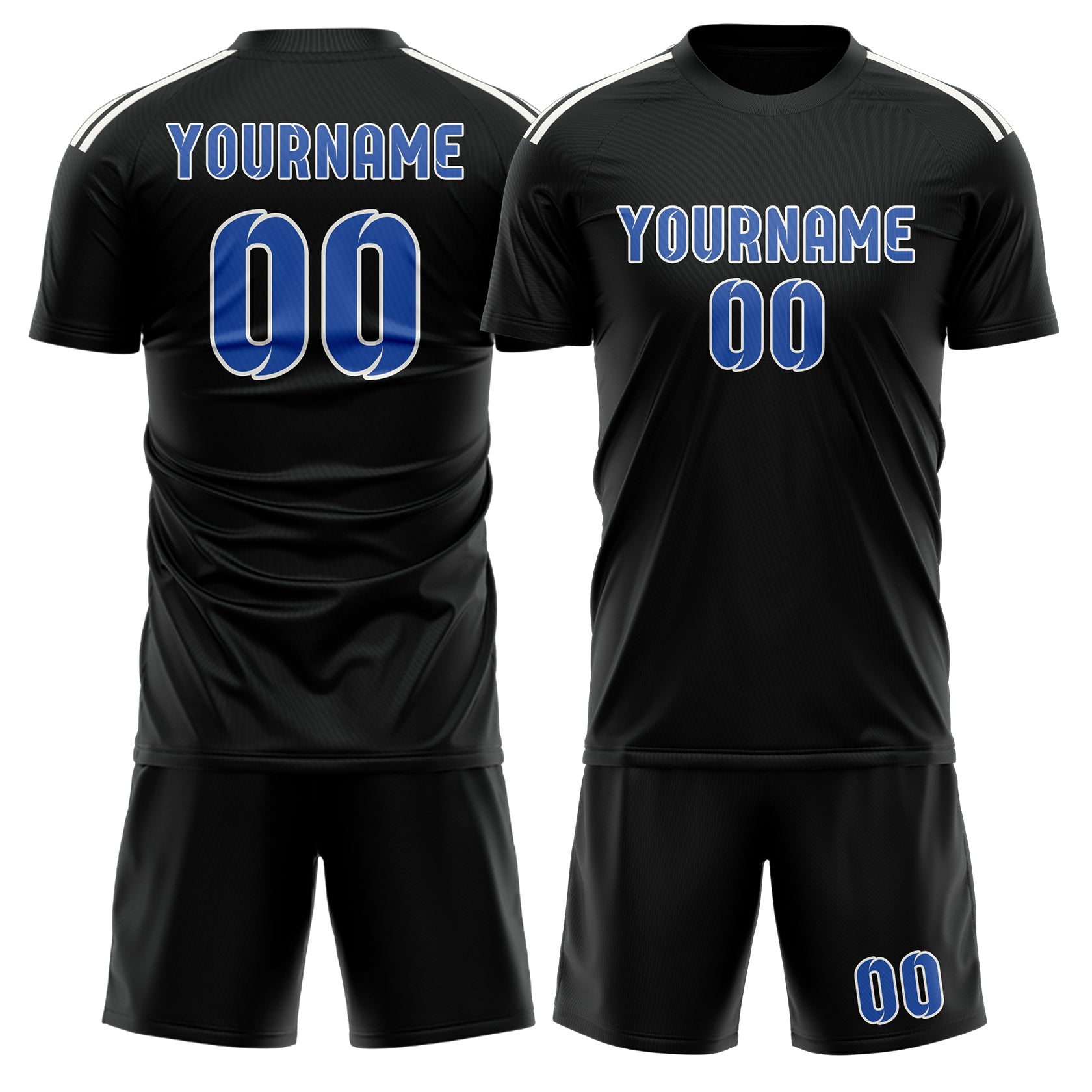 Maßgeschneidertes Professionelles Schwarz Himmelblau Fußballtrikot-Set