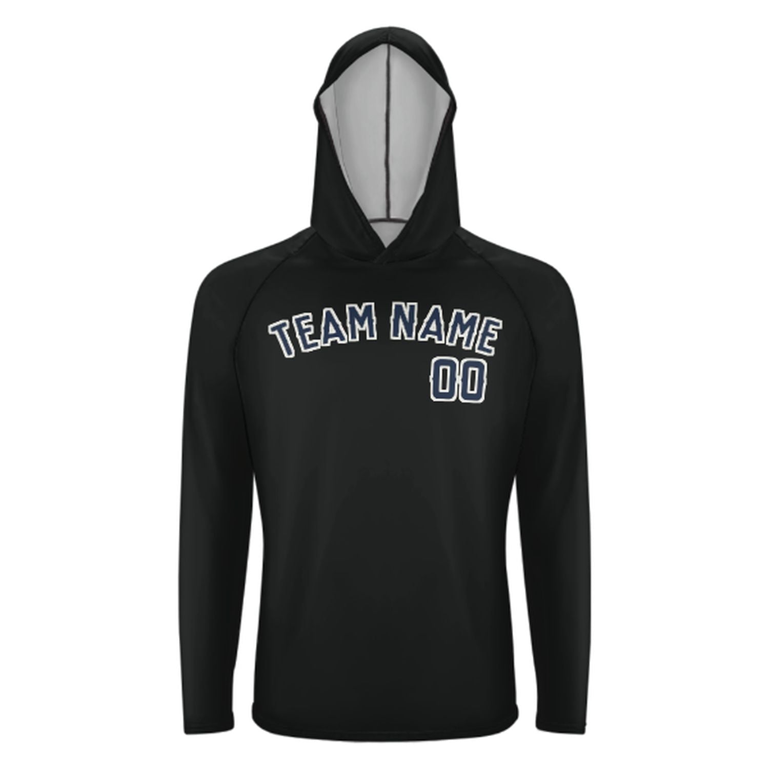 Maßgeschneidertes Schwarz Marineblau UV-Hoodie