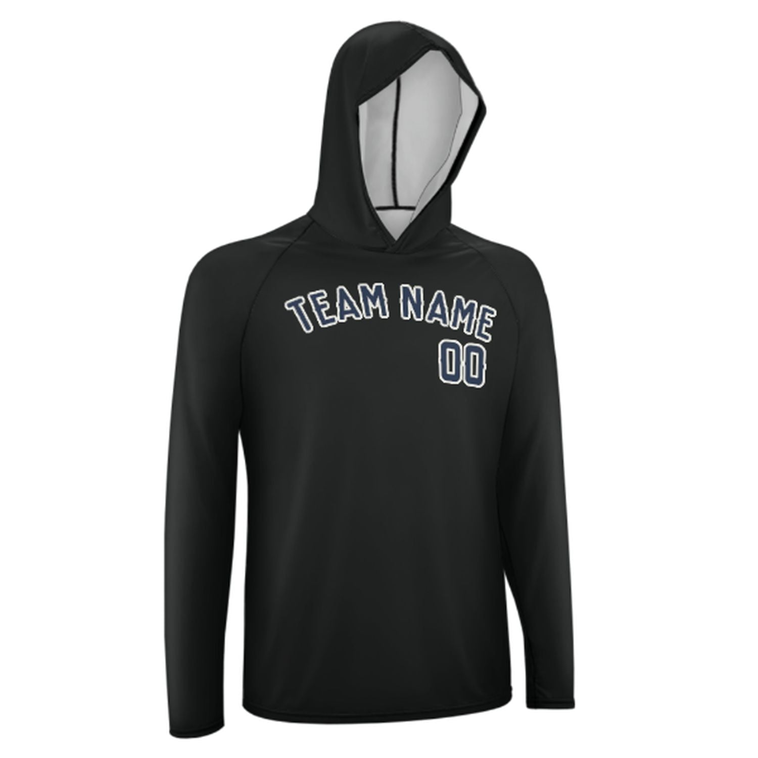 Maßgeschneidertes Schwarz Marineblau UV-Hoodie