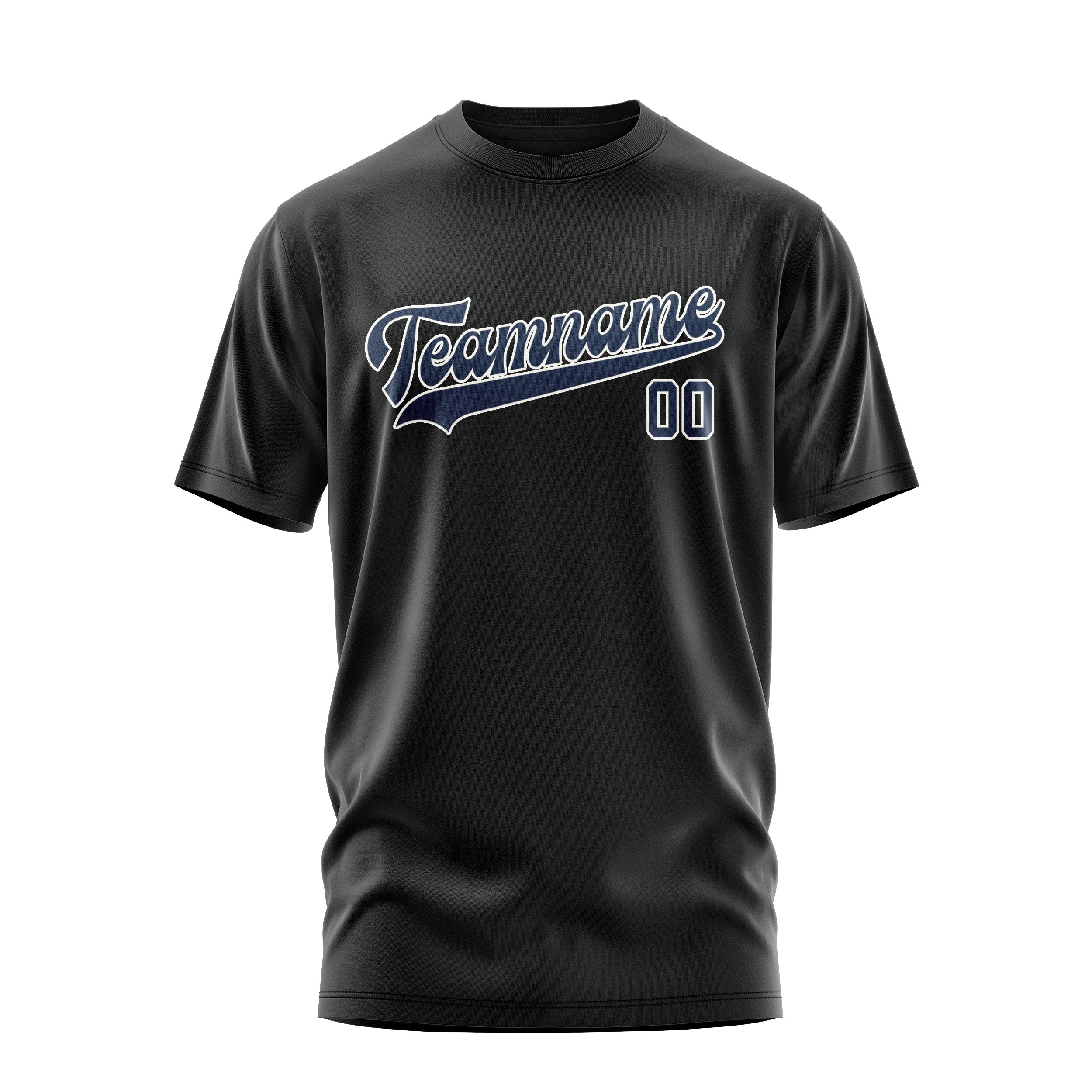 Maßgeschneidertes Schwarz Marineblau T-Shirt