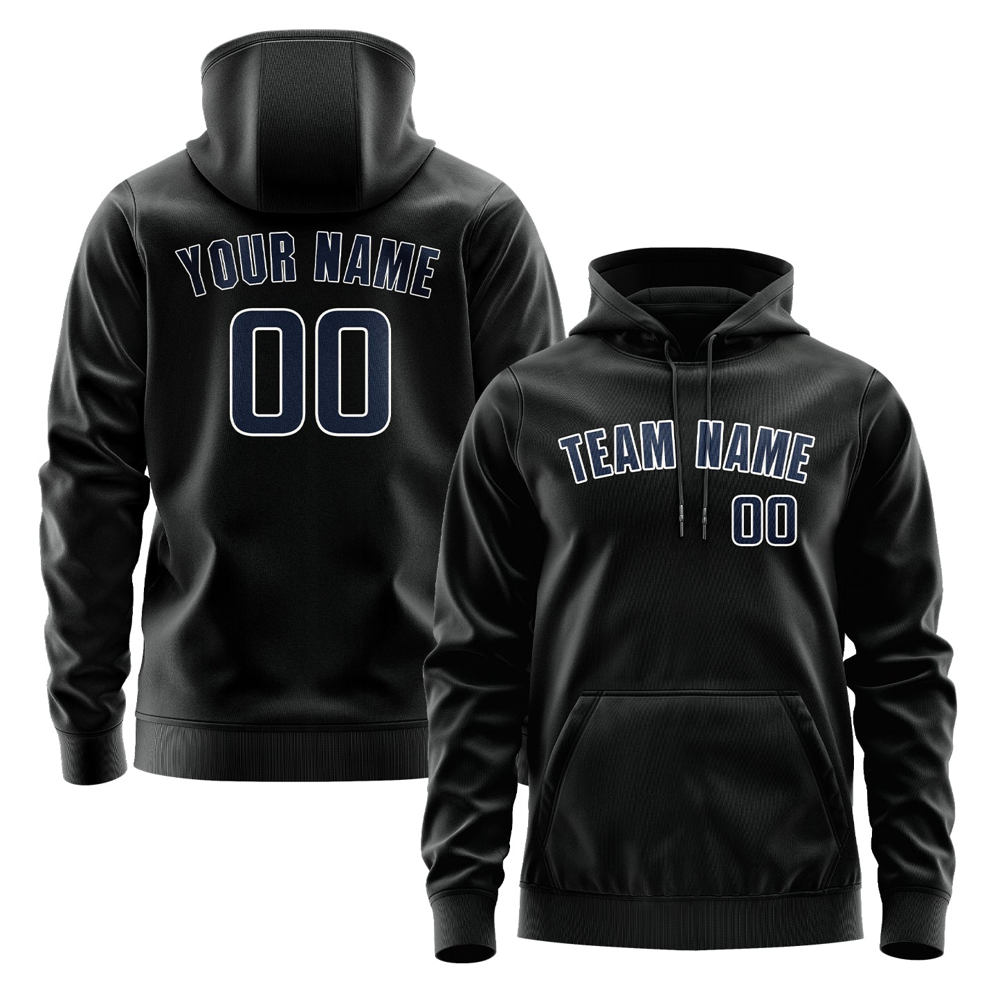 Maßgeschneidertes Schwarz Marineblau Hoodie