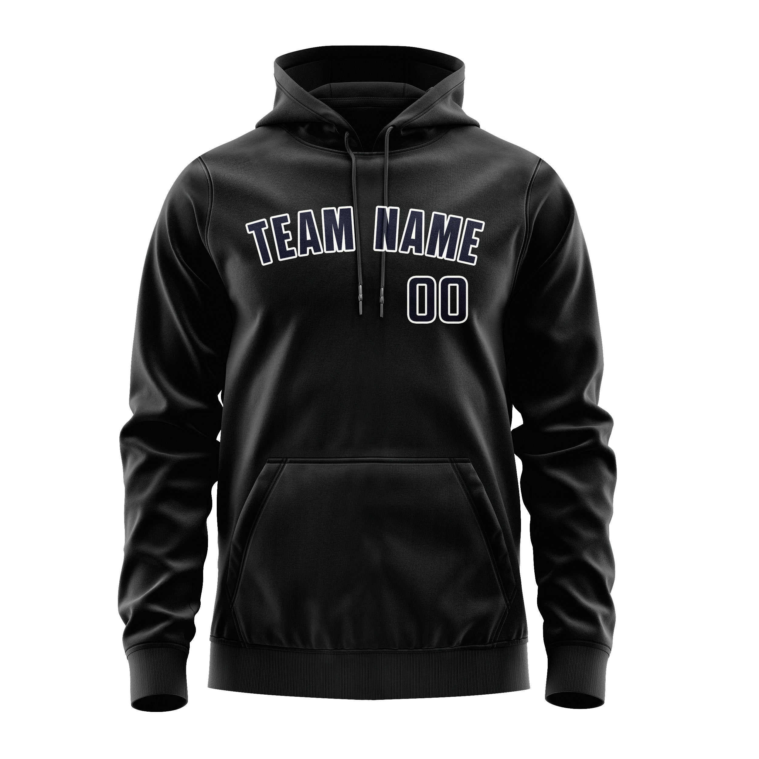 Maßgeschneidertes Schwarz Stahlblau Hoodie
