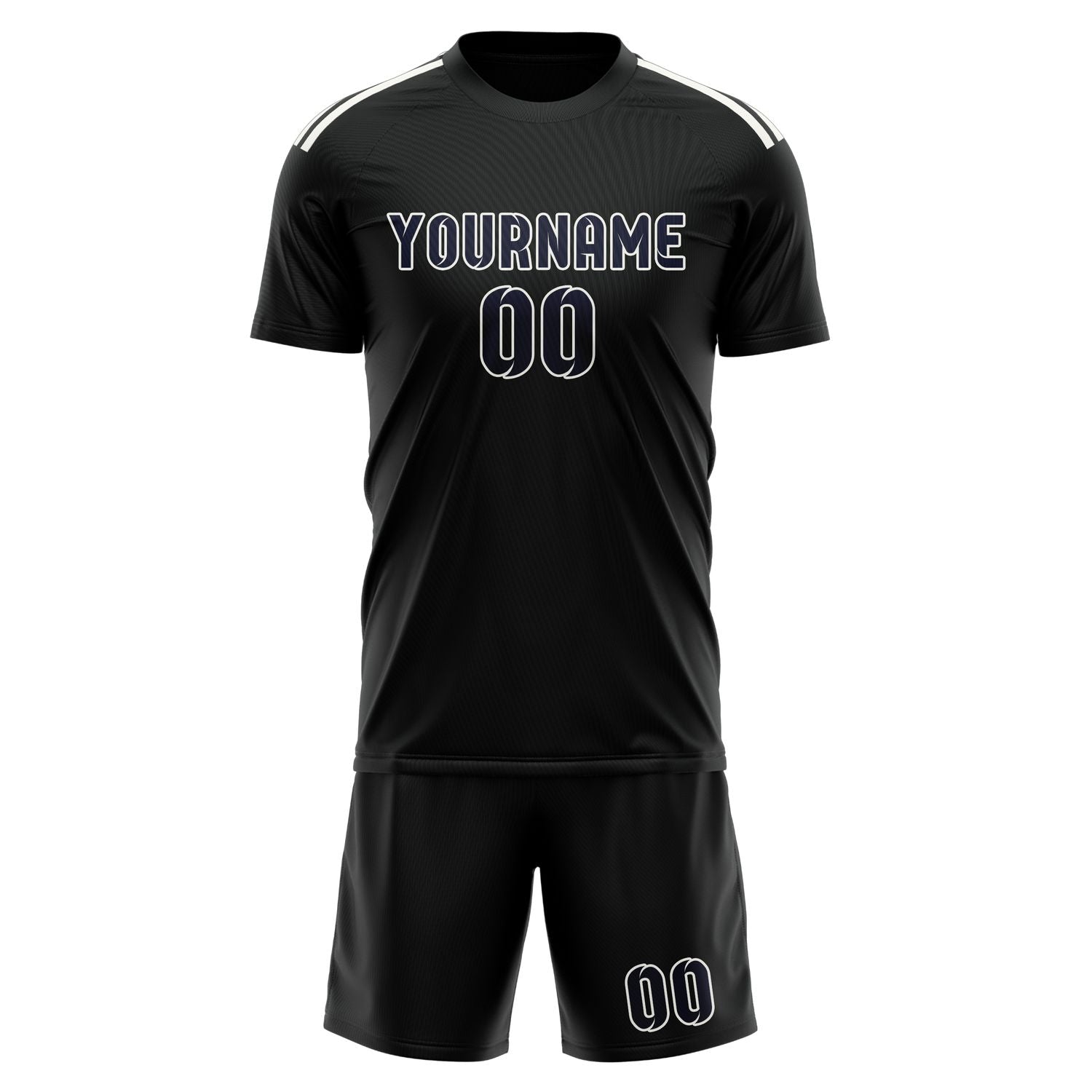 Maßgeschneidertes Professionelles Schwarz Stahlblau Fußballtrikot-Set