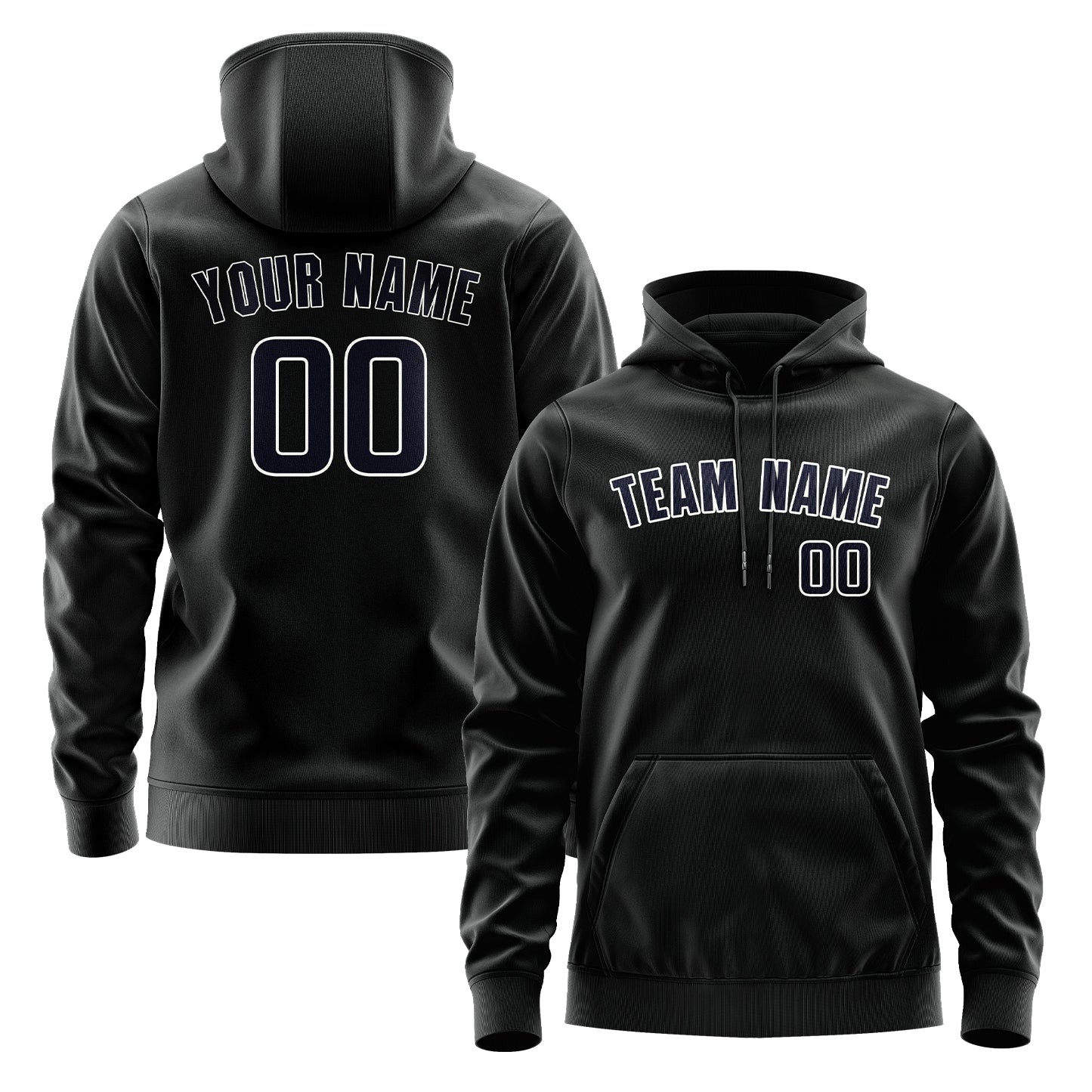 Maßgeschneidertes Schwarz Stahlblau Hoodie