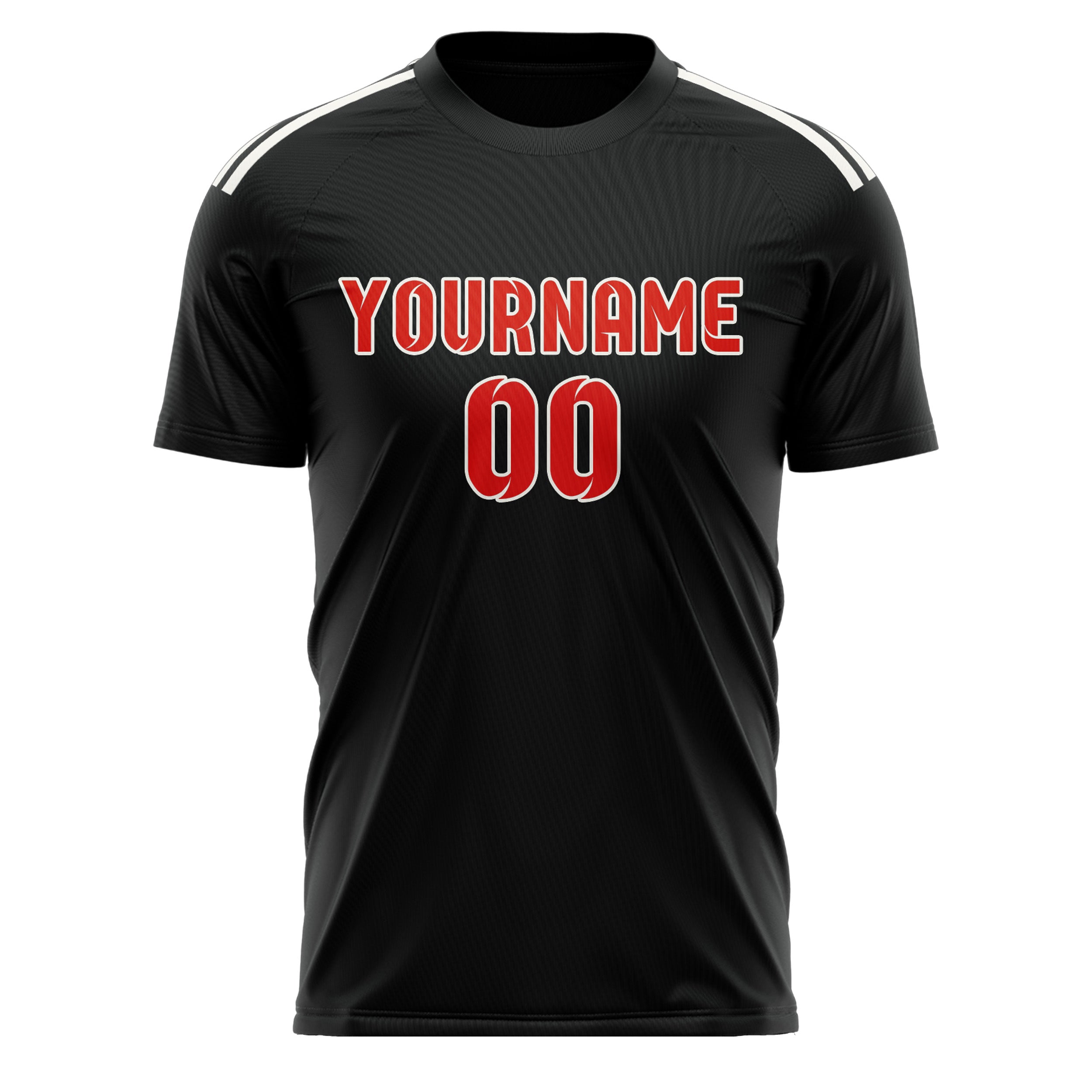 Benutzerdefiniertes Professionelles Schwarz Orangerot Fußballtrikot