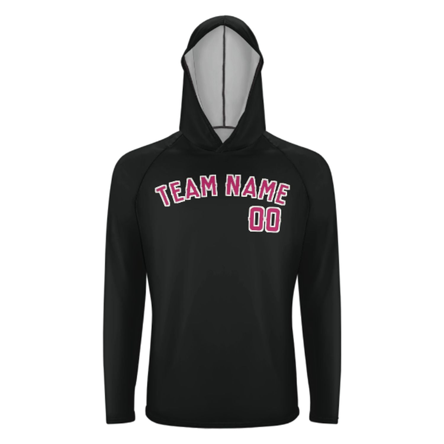 Maßgeschneidertes Schwarz Rosarot UV-Hoodie