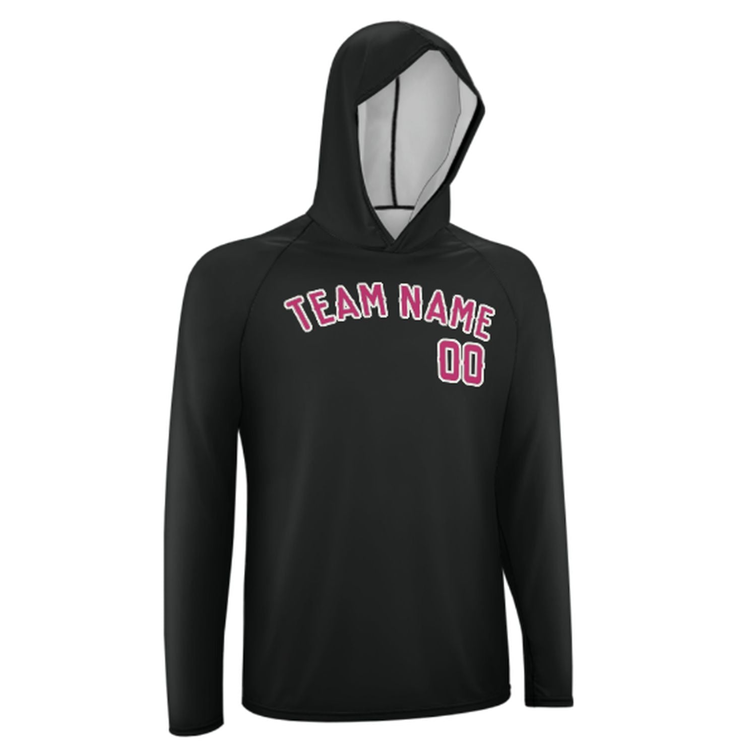 Maßgeschneidertes Schwarz Rosarot UV-Hoodie