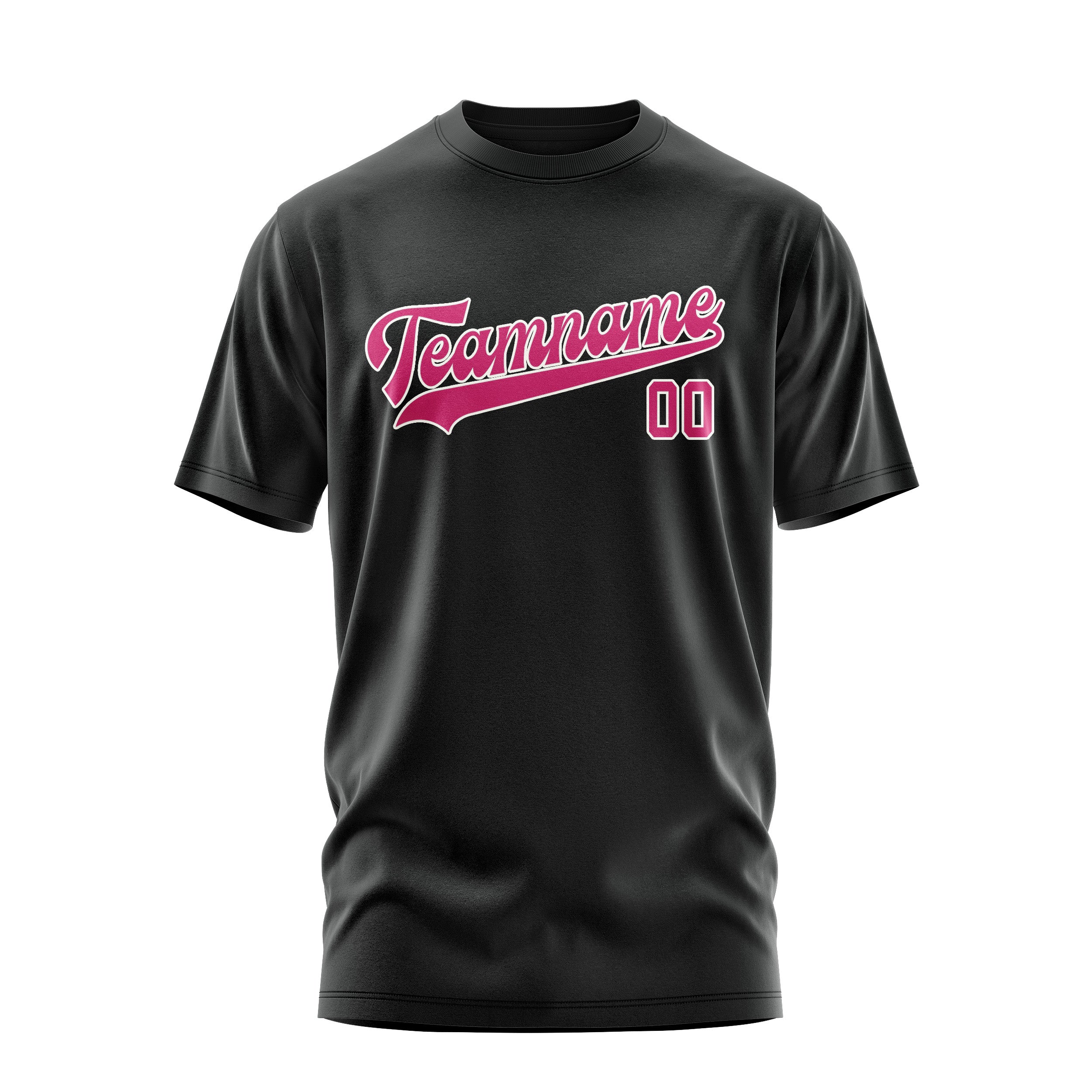 Maßgeschneidertes Schwarz Rosarot T-Shirt