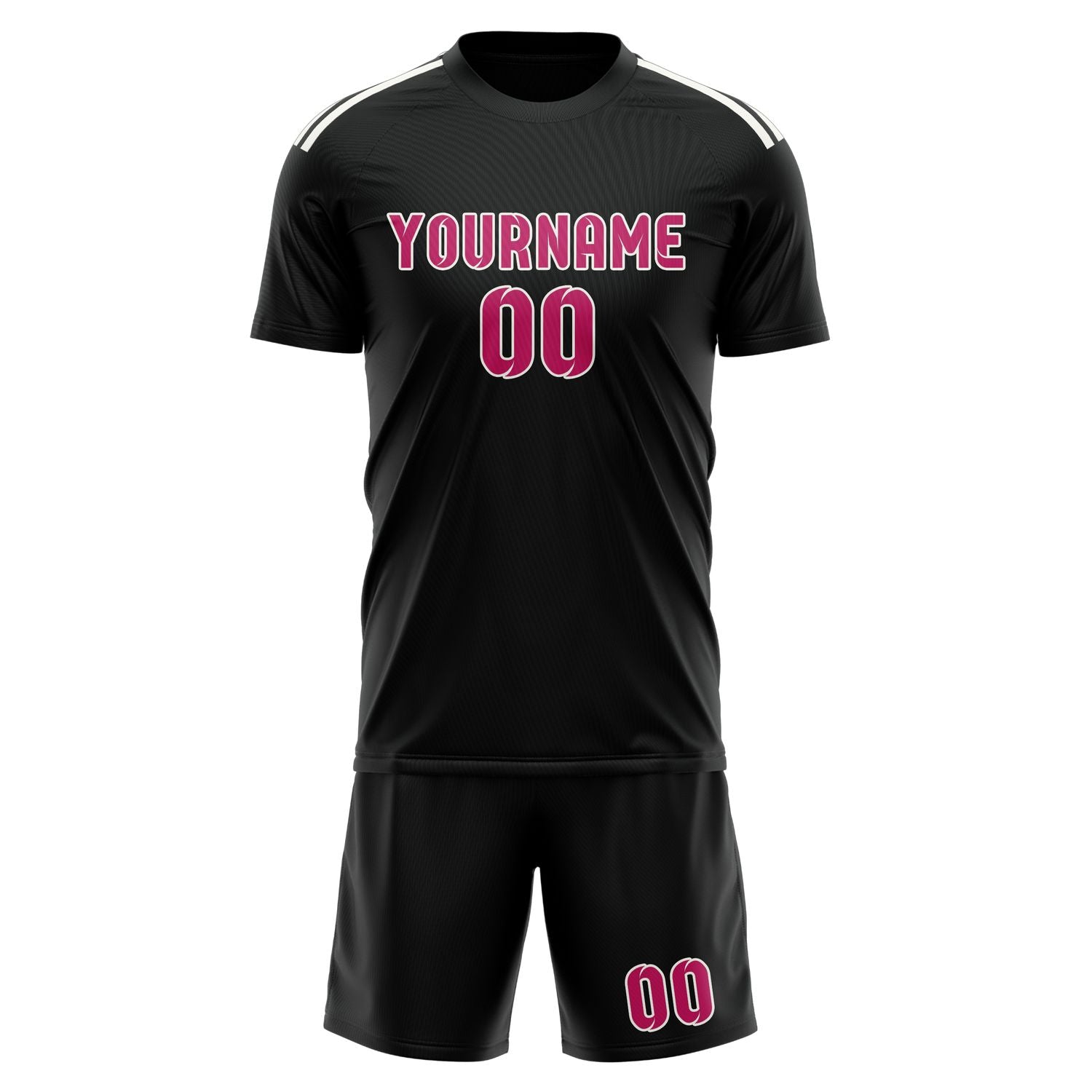 Maßgeschneidertes Professionelles Schwarz Rosarot Fußballtrikot-Set