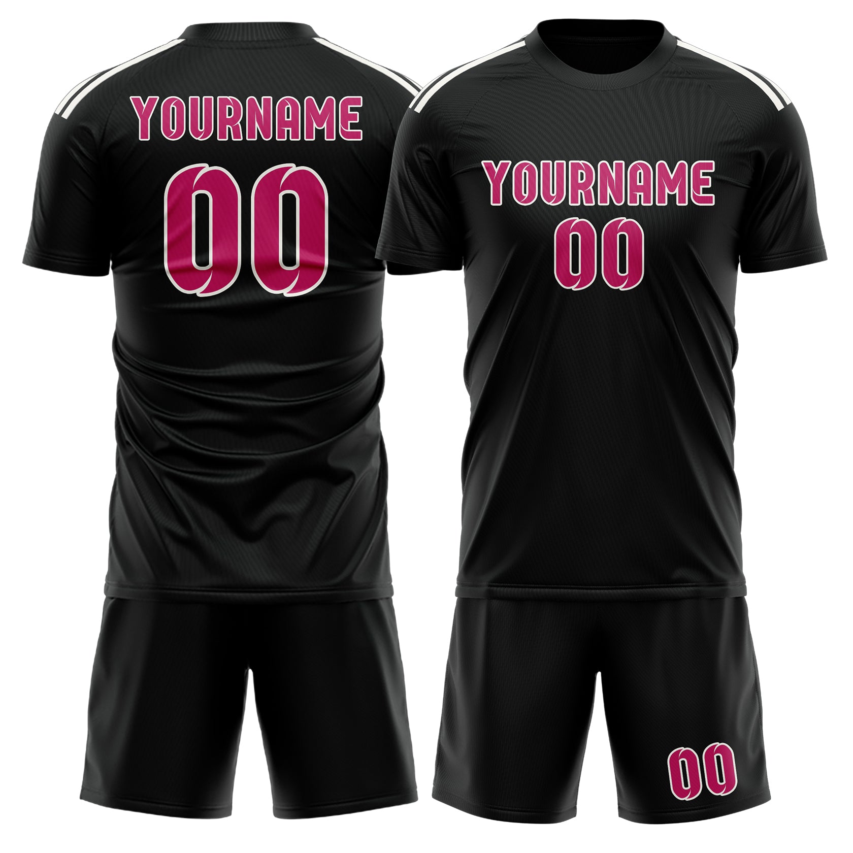 Maßgeschneidertes Professionelles Schwarz Rosarot Fußballtrikot-Set