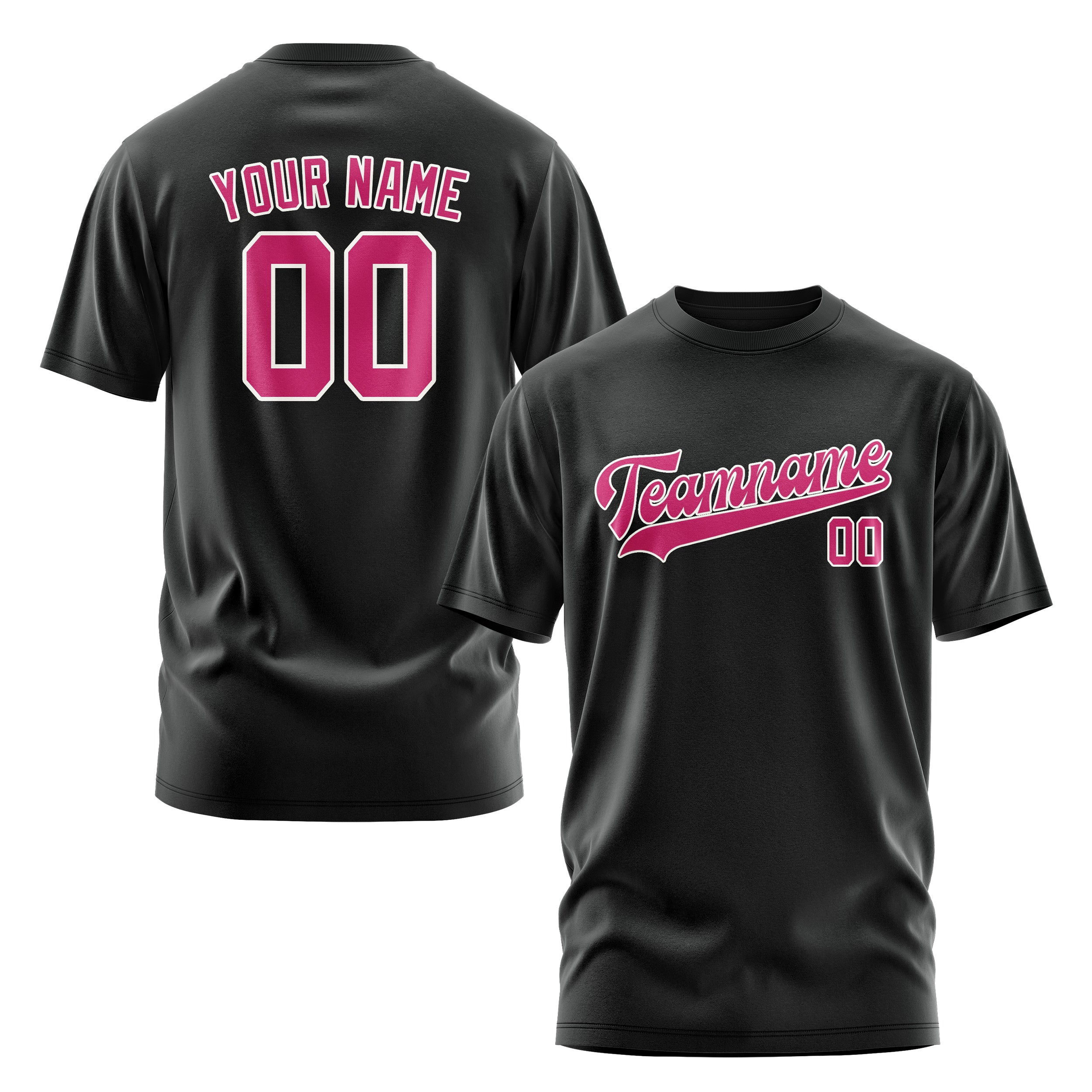 Maßgeschneidertes Schwarz Rosarot T-Shirt