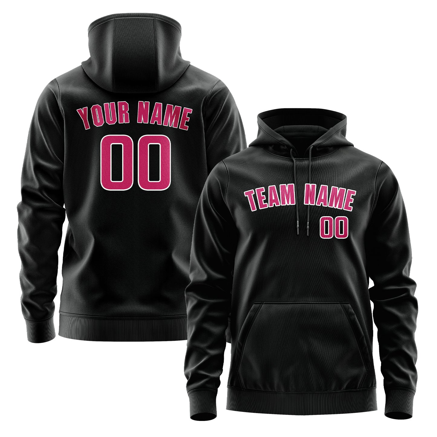 Maßgeschneidertes Schwarz Rosarot Hoodie