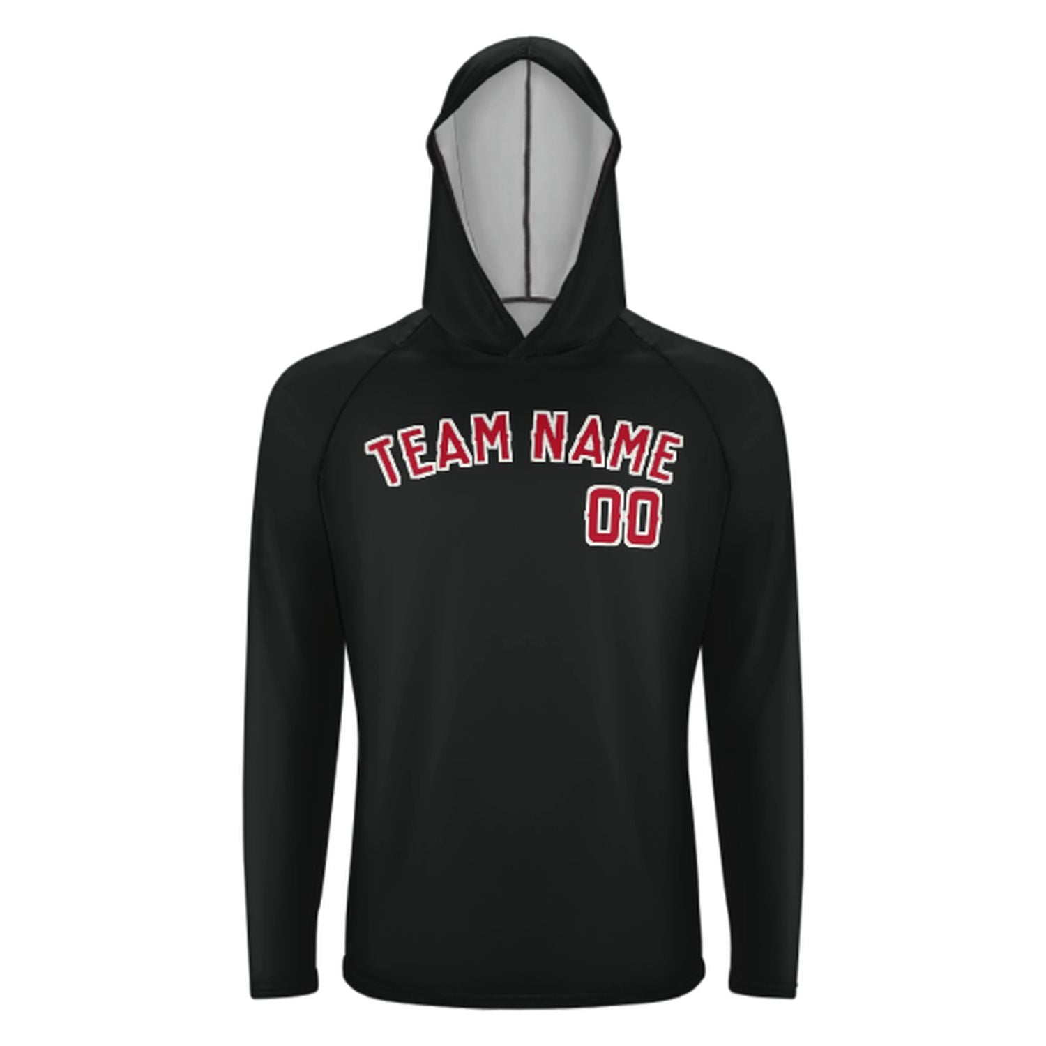 Maßgeschneidertes Schwarz Rot UV-Hoodie
