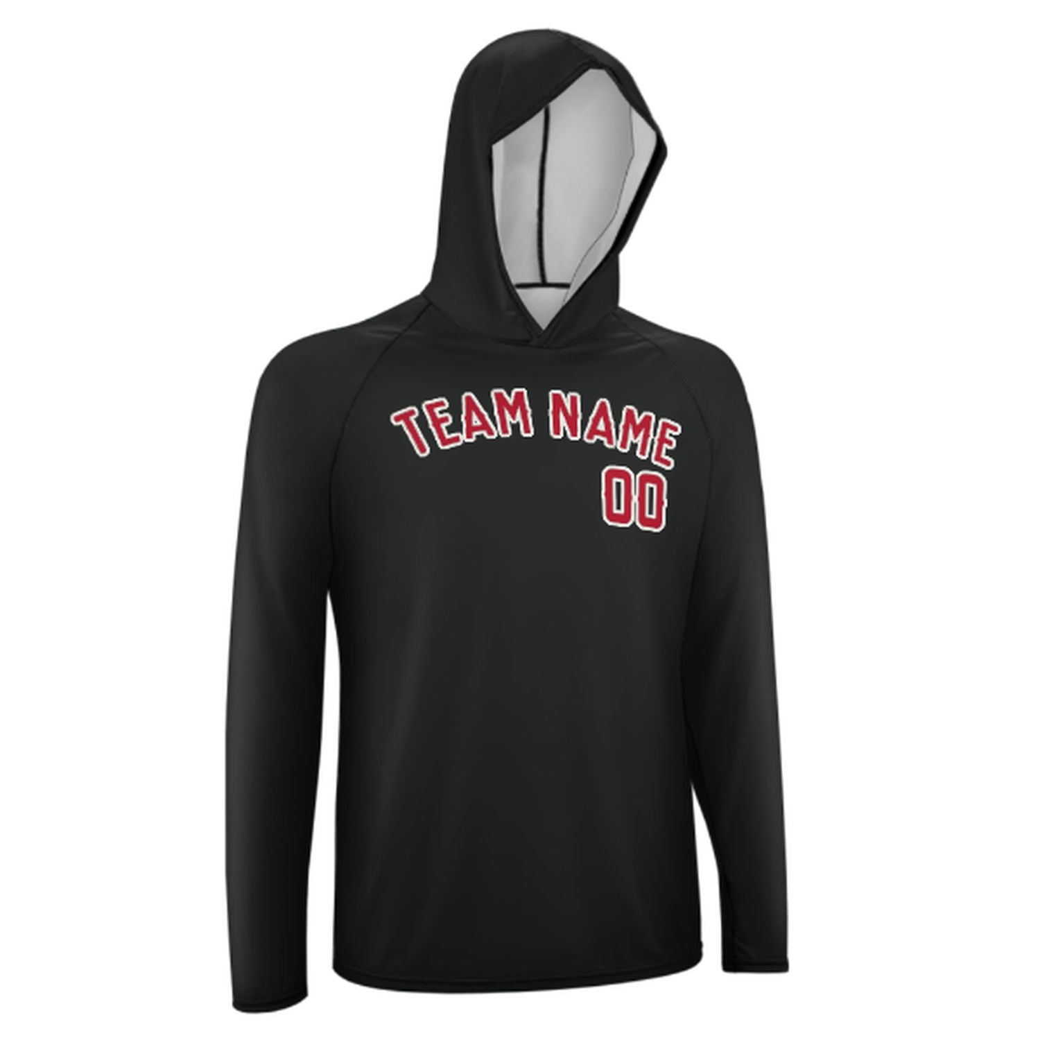 Maßgeschneidertes Schwarz Rot UV-Hoodie