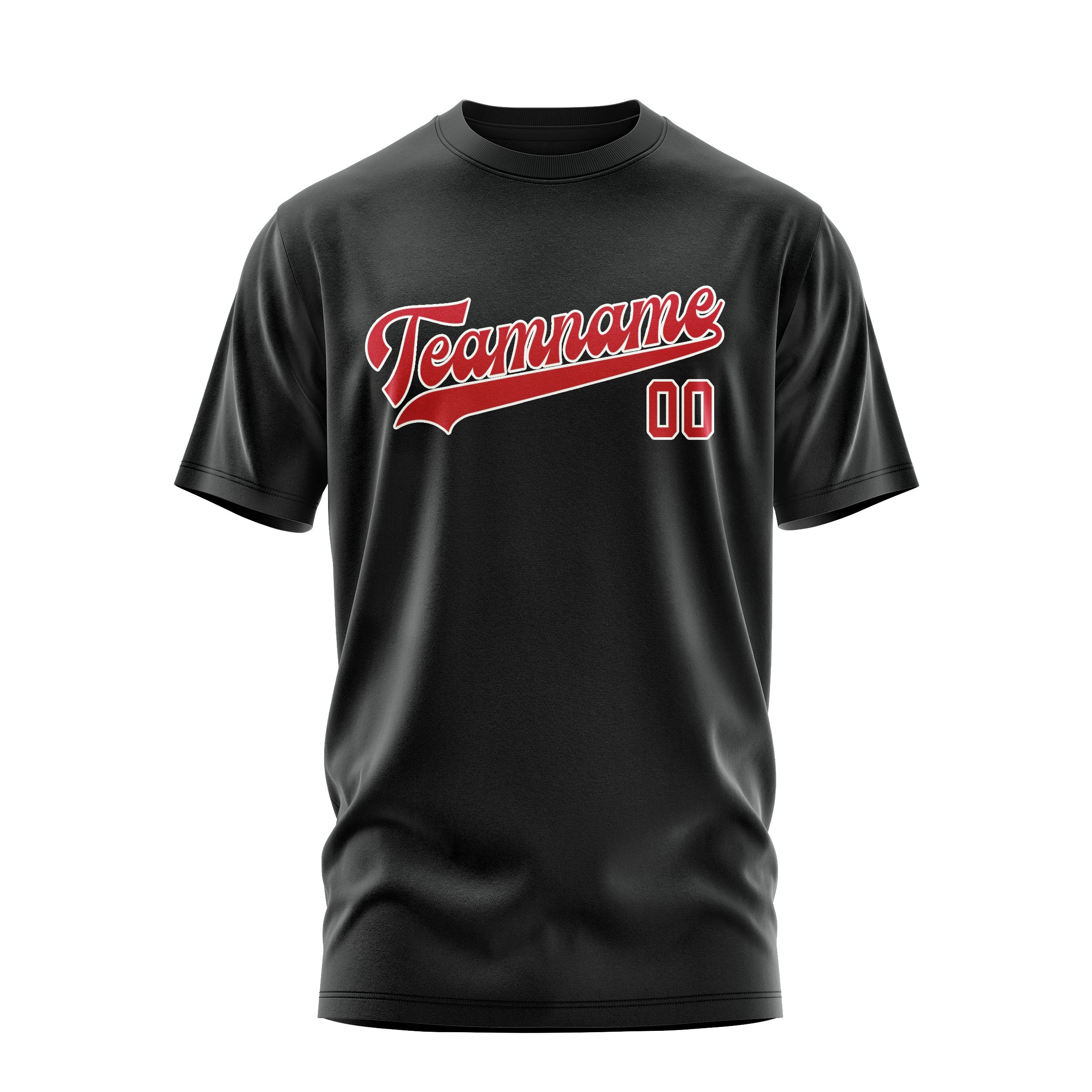 Maßgeschneidertes Schwarz Rot T-Shirt