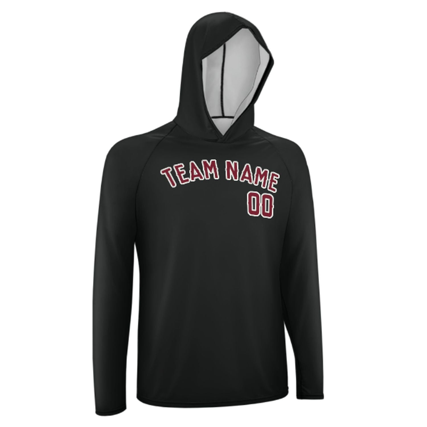 Maßgeschneidertes Schwarz Karmesinrot UV-Hoodie