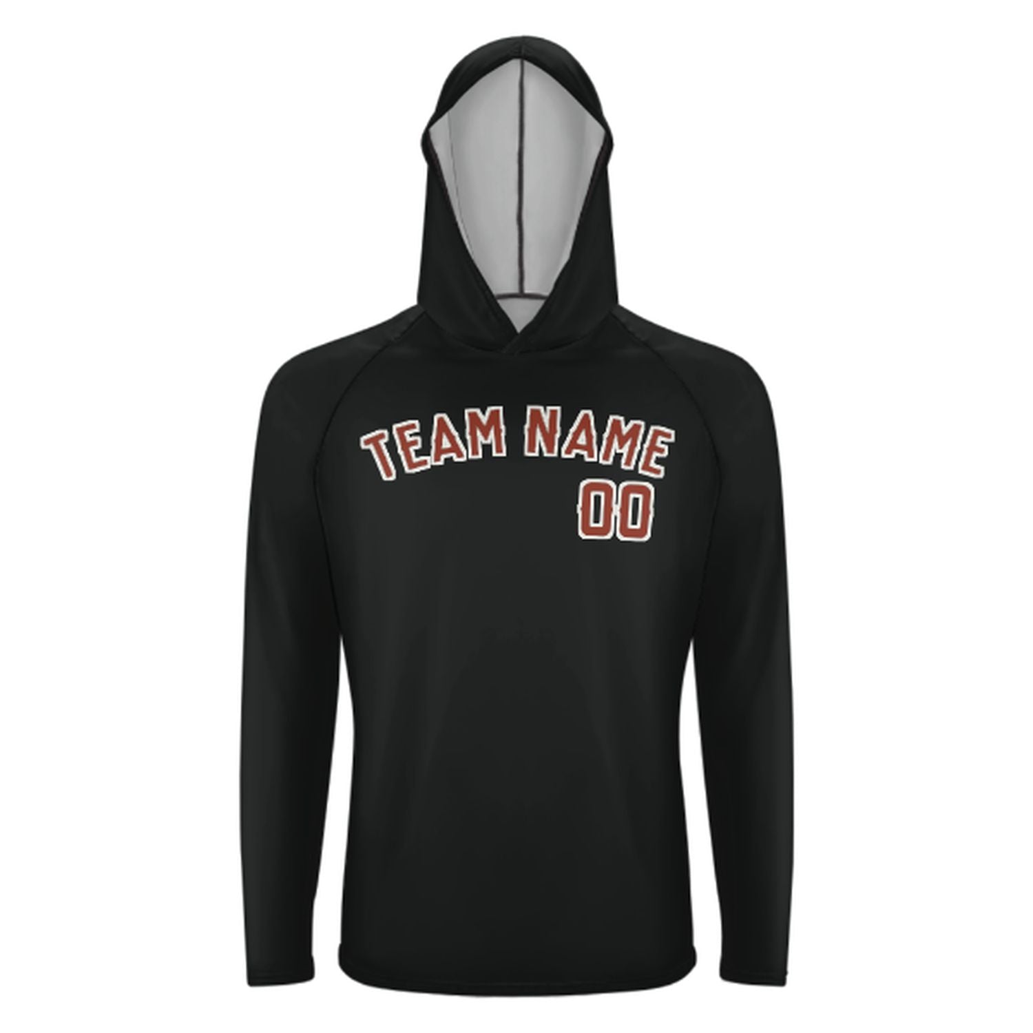 Maßgeschneidertes Schwarz Korallenrot UV-Hoodie