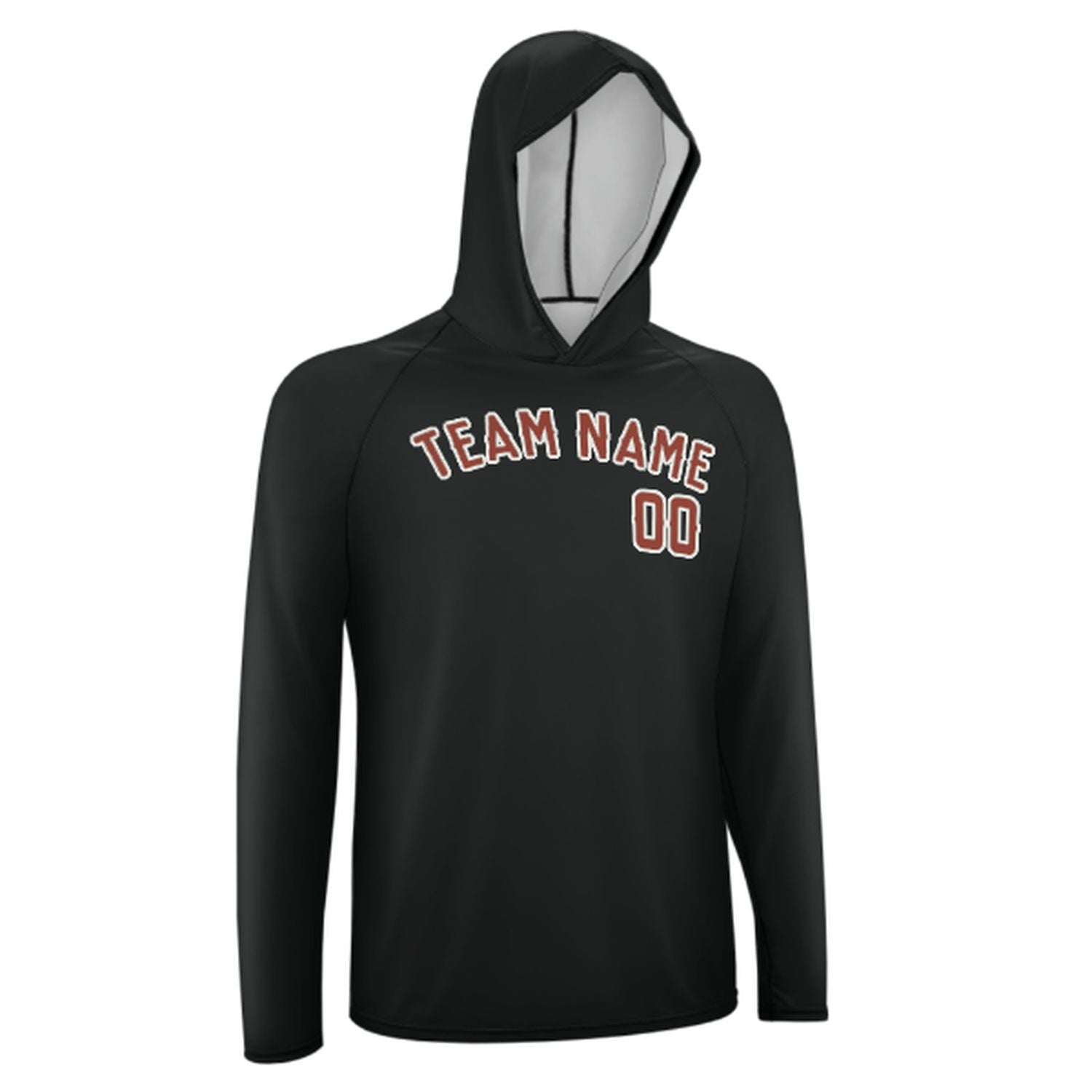 Maßgeschneidertes Schwarz Korallenrot UV-Hoodie