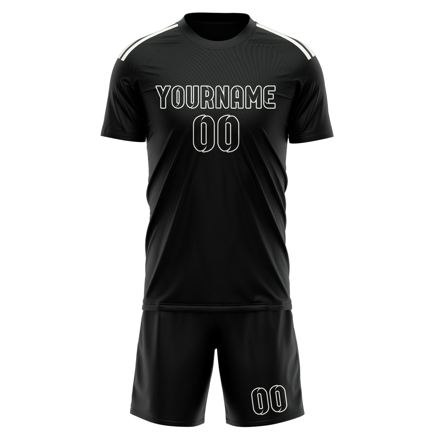 Maßgeschneidertes Professionelles Schwarz Schwarz Fußballtrikot-Set