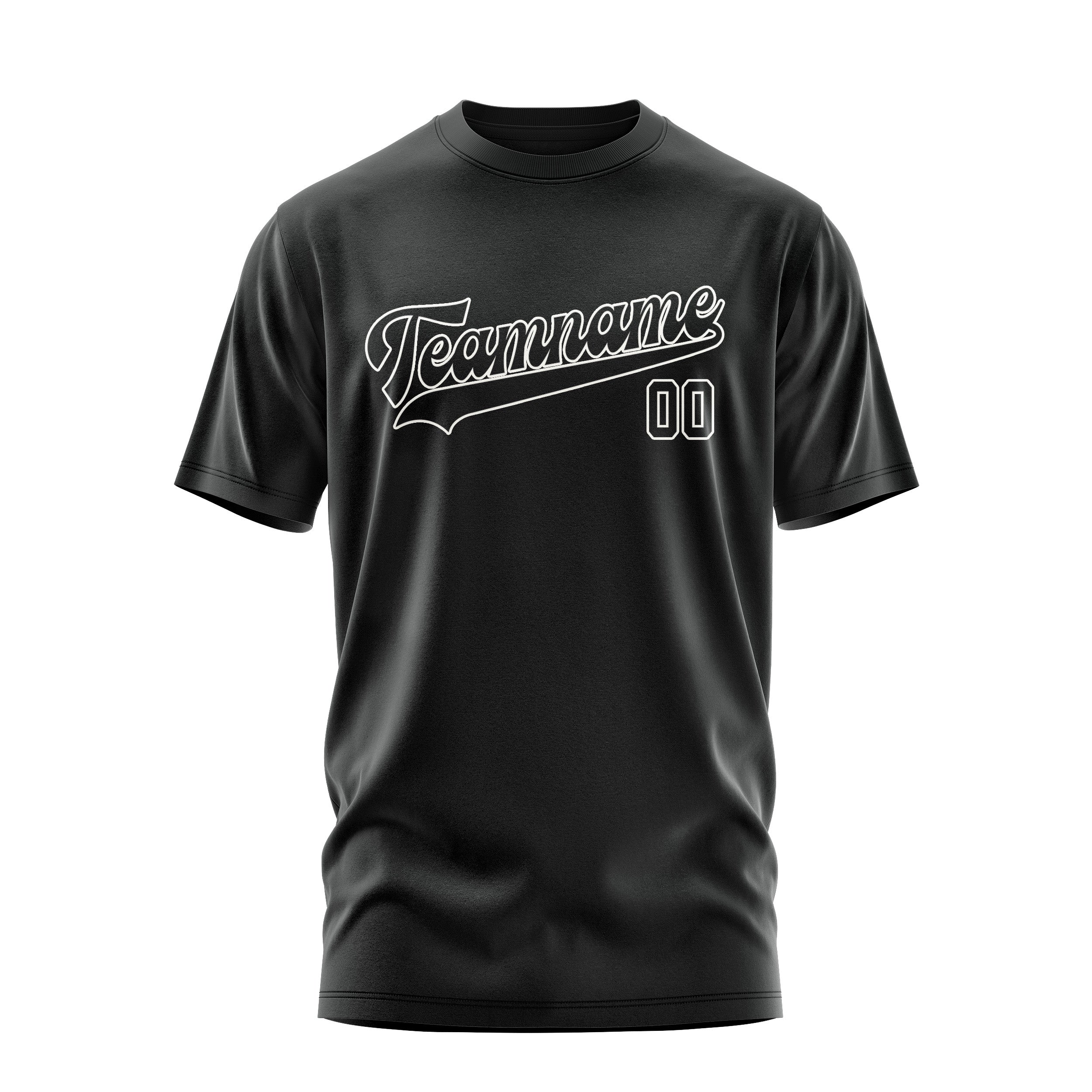 Maßgeschneidertes Schwarz Schwarz T-Shirt