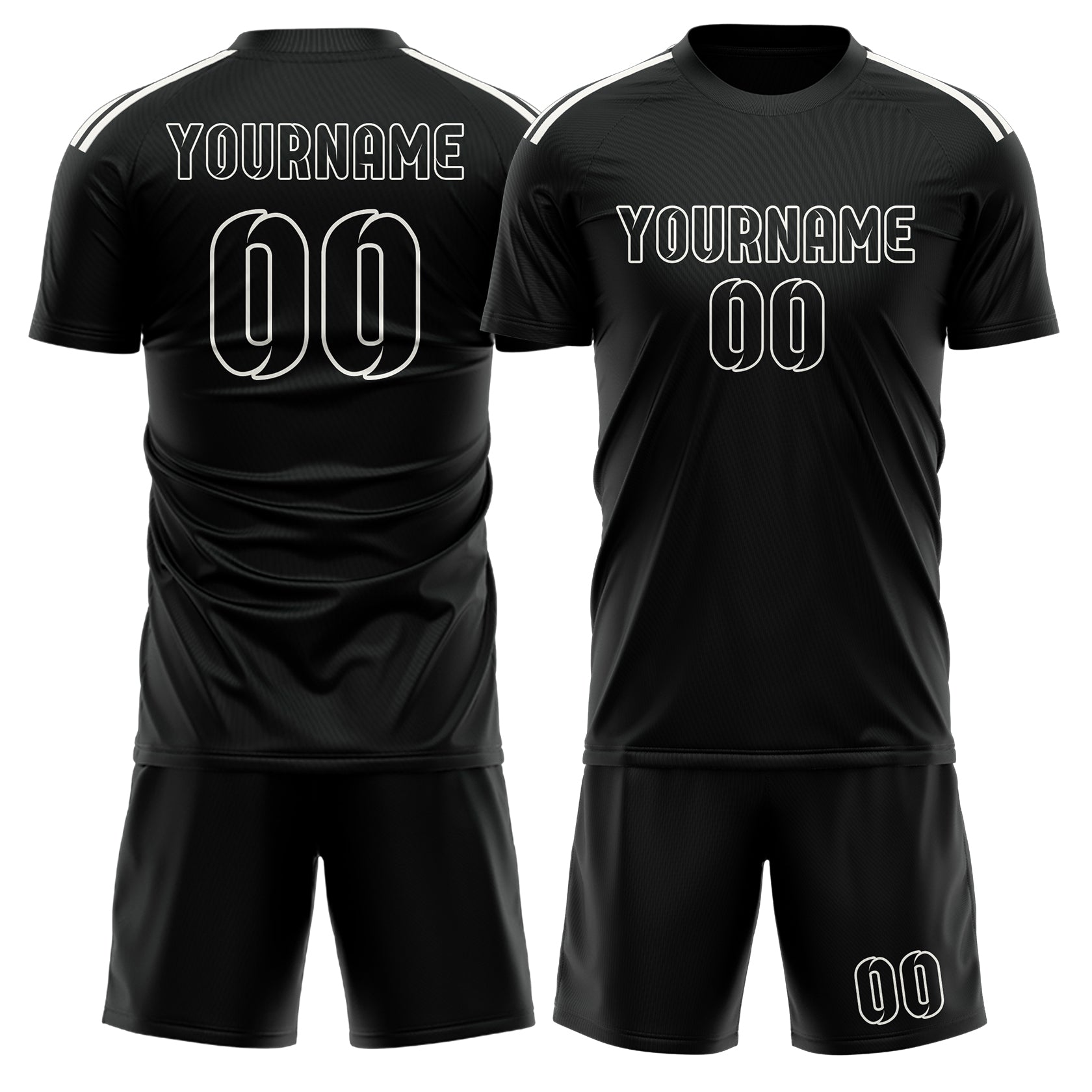 Maßgeschneidertes Professionelles Schwarz Schwarz Fußballtrikot-Set