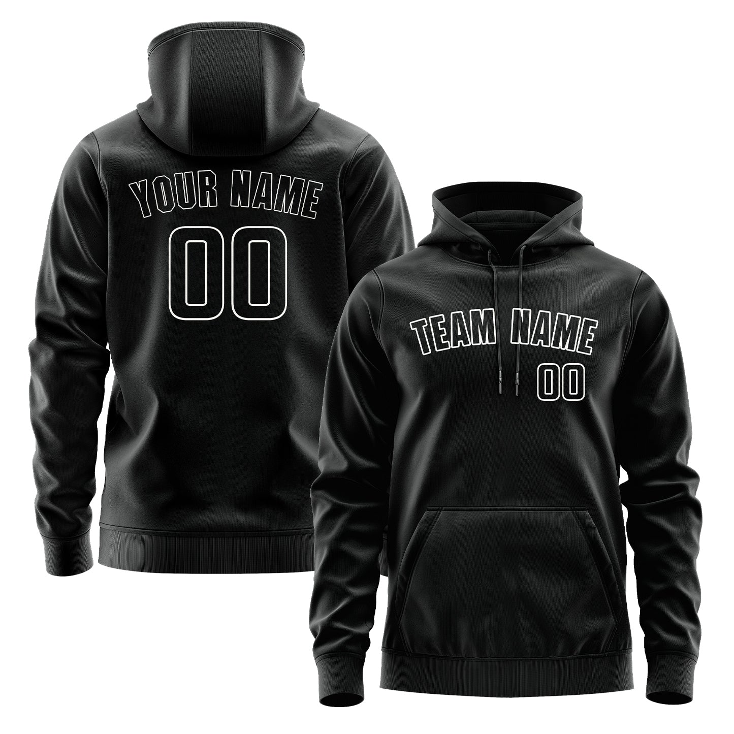 Maßgeschneidertes Schwarz Schwarz Hoodie
