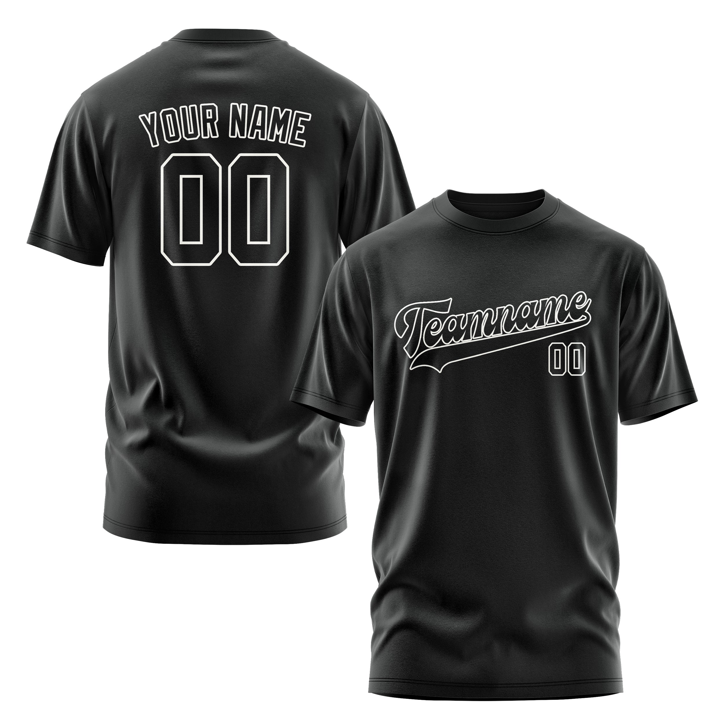 Maßgeschneidertes Schwarz Schwarz T-Shirt