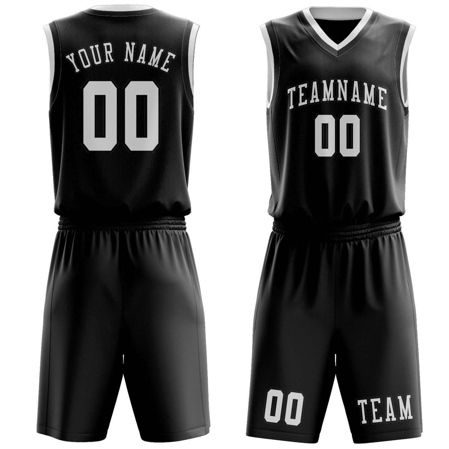 Benutzerdefiniertes Professionelles Schwarz Weiß Basketballtrikot-Set