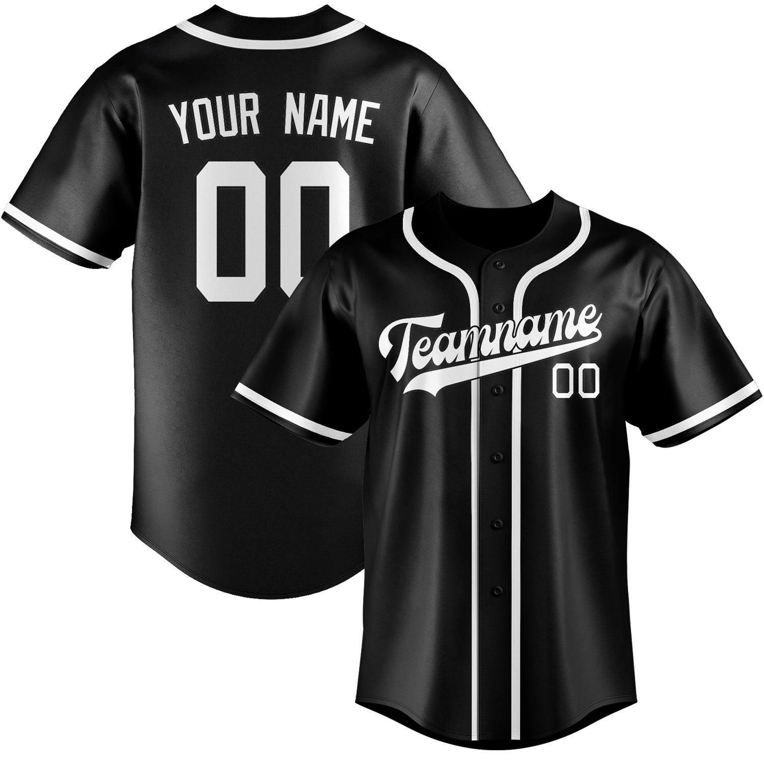 Benutzerdefiniertes Professionelles Schwarz Schwarz Baseballtrikot