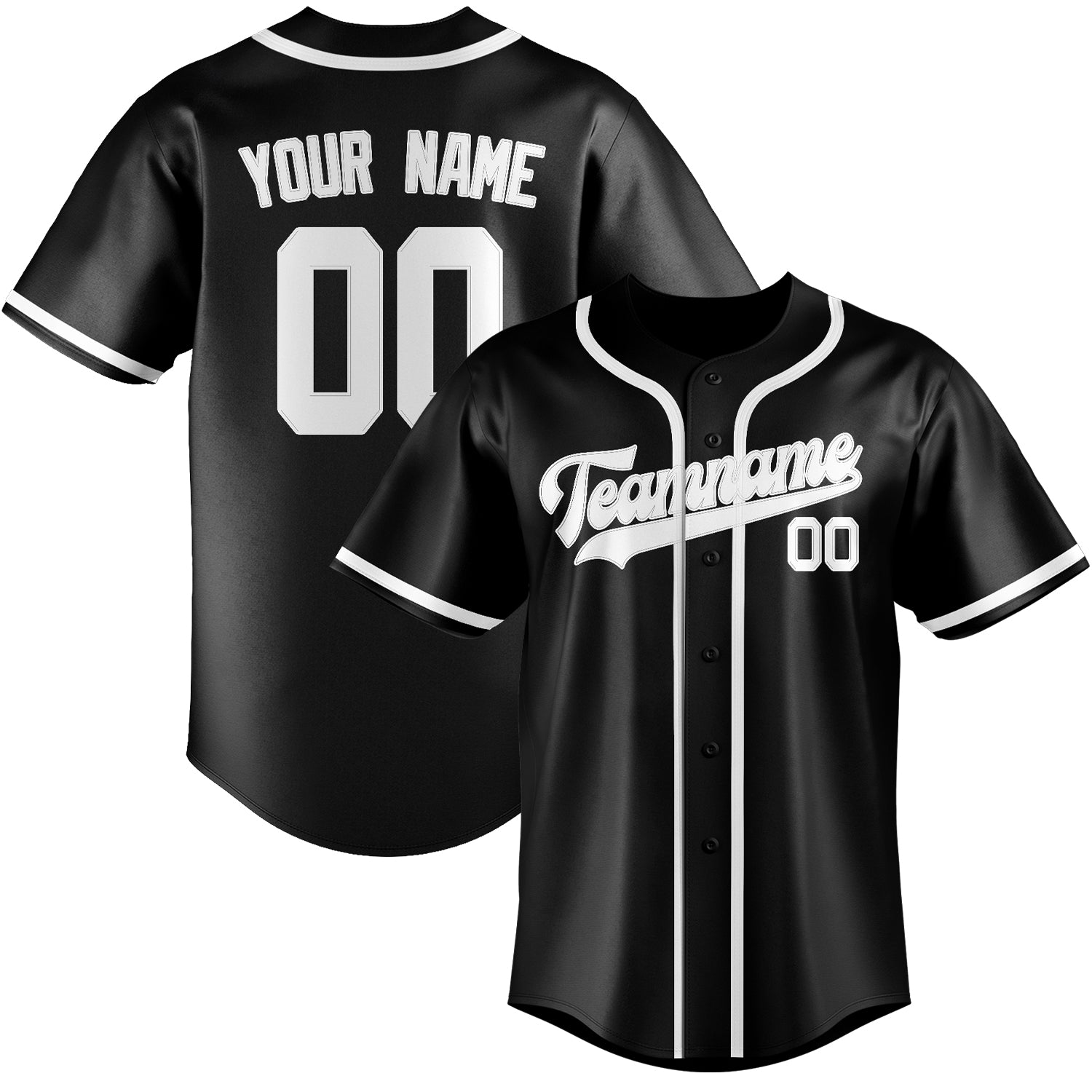 Benutzerdefiniertes Professionelles Schwarz Weiß Baseballtrikot