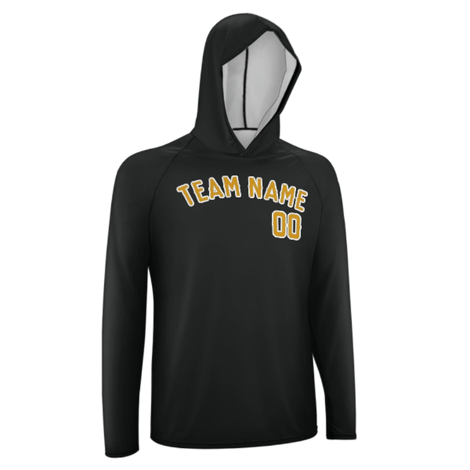 Maßgeschneidertes Schwarz Gelb UV-Hoodie